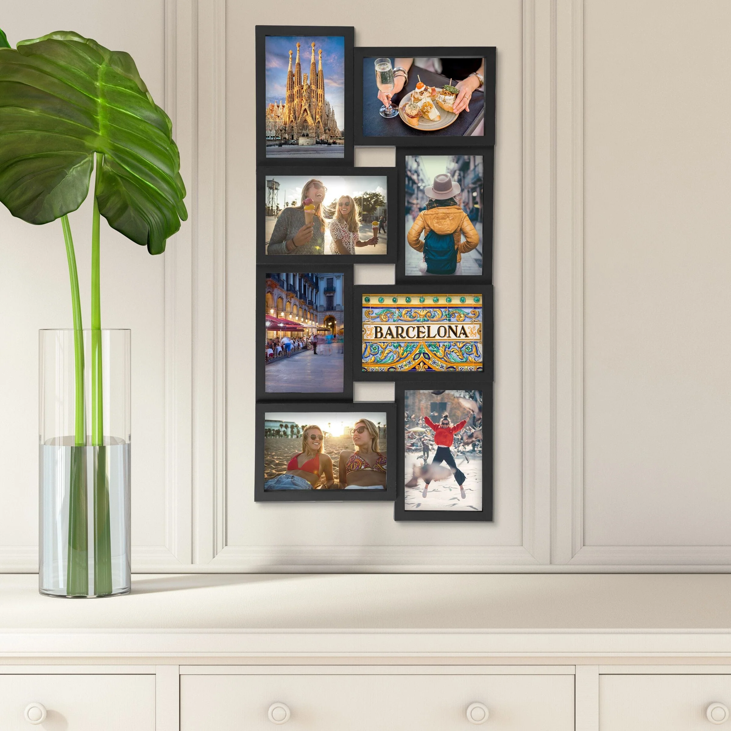 Melannco 24 x 12 Inch 8 Opening Photo Collage Frame, Displays Four 4x6 and Four 6x4 Inch Photos, Black - Image 8