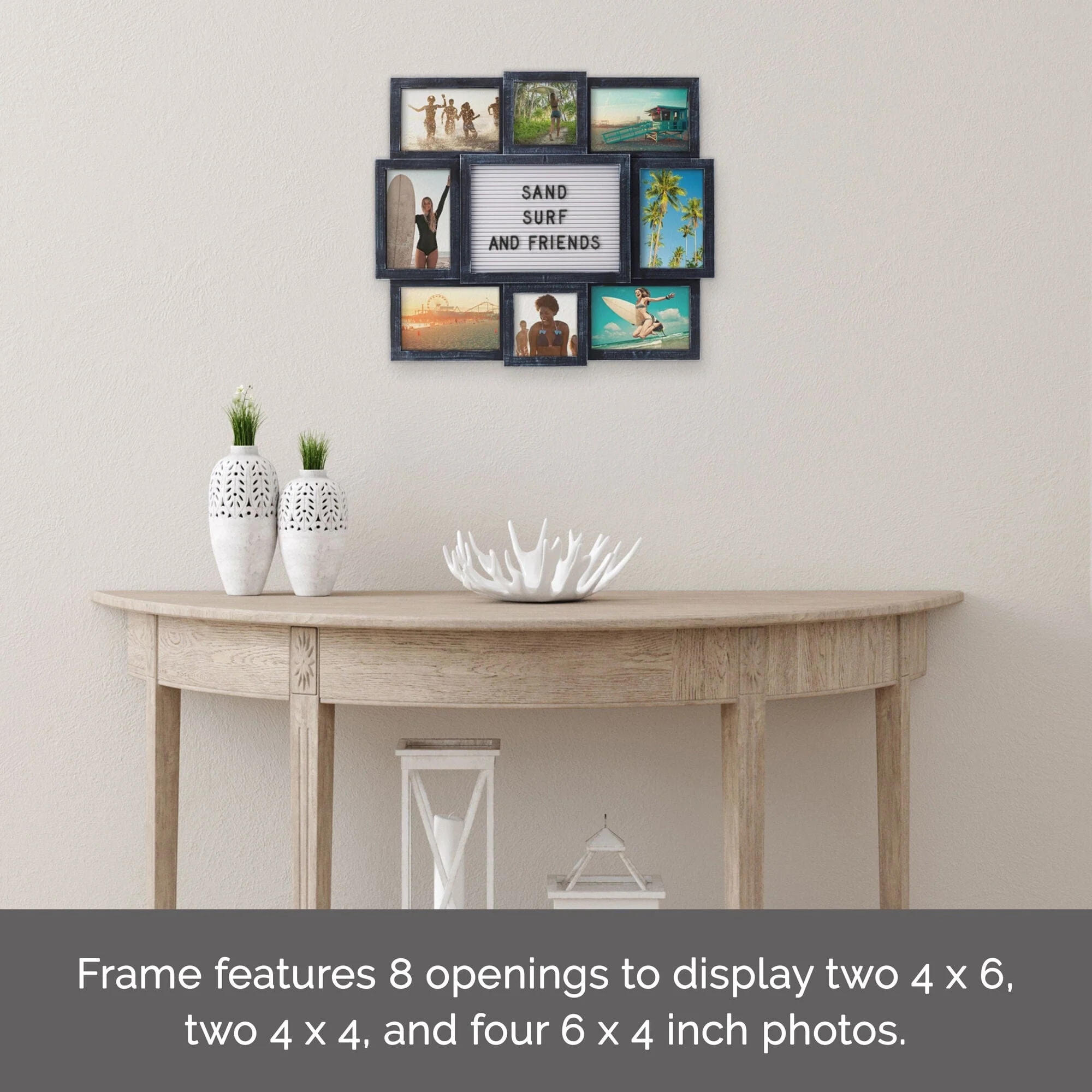 Melannco Customizable Letterboard 8-Opening Photo Collage, 19 x 17 inch,Distressed Black - Image 3