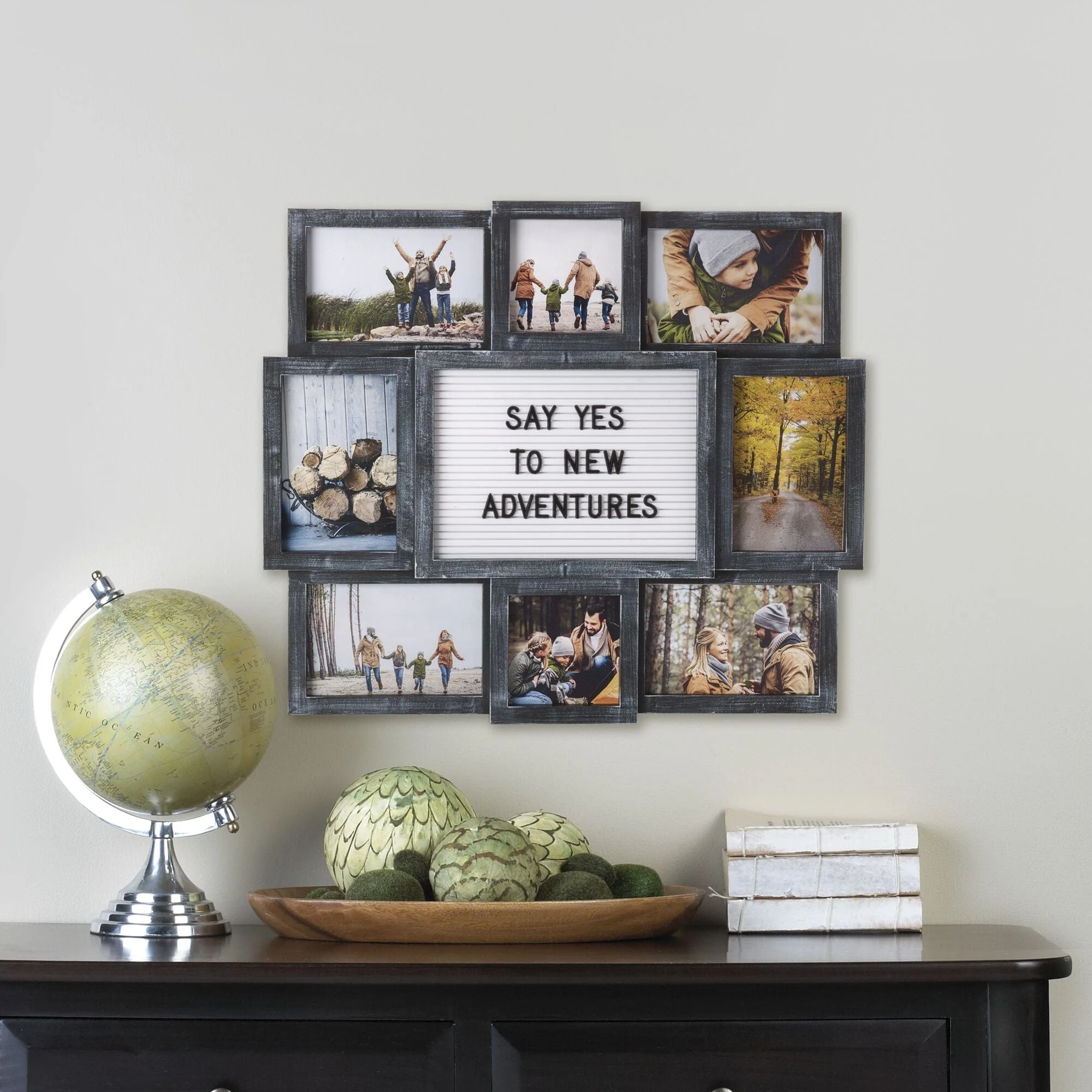 Melannco Customizable Letterboard 8-Opening Photo Collage, 19 x 17 inch,Distressed Black - Image 6