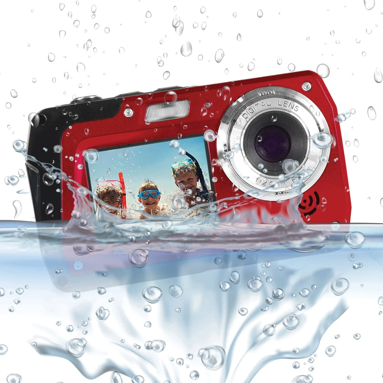 Minolta 48.0-Megapixel Waterproof Digital Camera, Red - Image 4