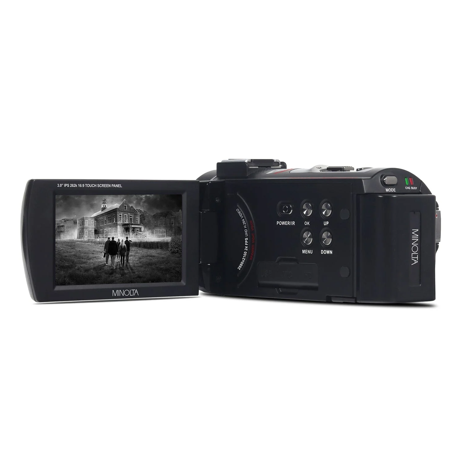 Minolta 4K-Ultra-HD IR Night Vision Camcorder with 16x Digital Zoom, Anti-Shake, Rechargeable Battery, and 16-GB SDHC Card, MN4K25NV, Black - Image 3
