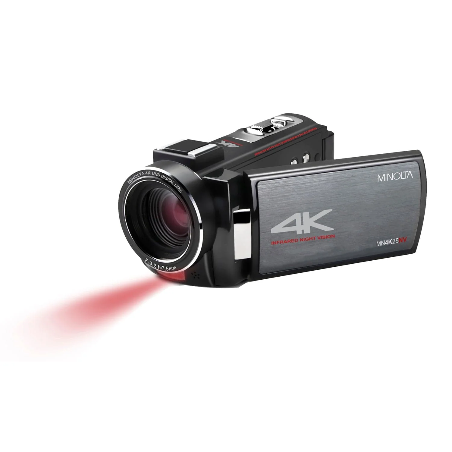 Minolta 4K-Ultra-HD IR Night Vision Camcorder with 16x Digital Zoom, Anti-Shake, Rechargeable Battery, and 16-GB SDHC Card, MN4K25NV, Black - Image 4