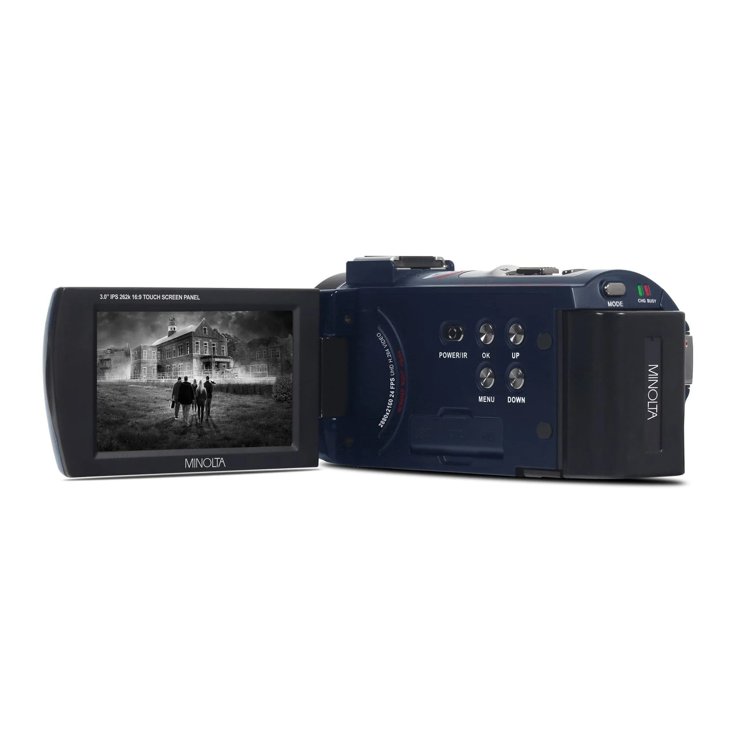 Minolta 4K-Ultra-HD IR Night Vision Camcorder with 16x Digital Zoom, Anti-Shake, Rechargeable Battery, and 16-GB SDHC Card, MN4K25NV, Blue - Image 4