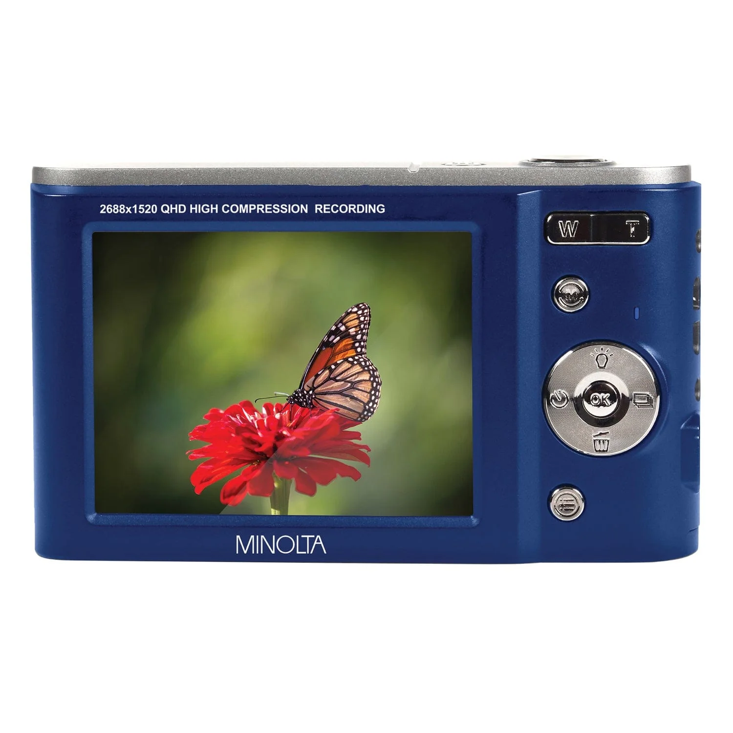 Minolta MND20 16x Digital Zoom 44 MP/2.7K Quad HD Digital Camera, Blue - Image 3