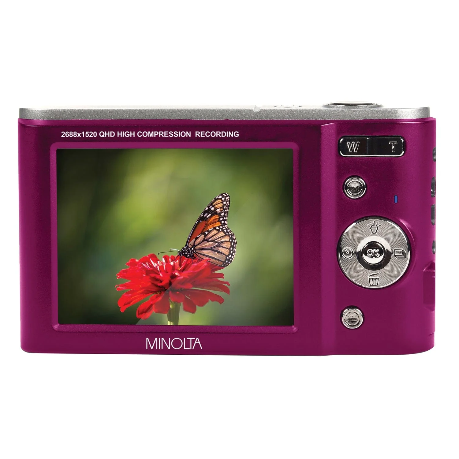 Minolta MND20 16x Digital Zoom 44 MP/2.7K Quad HD Digital Camera, Magenta - Image 3