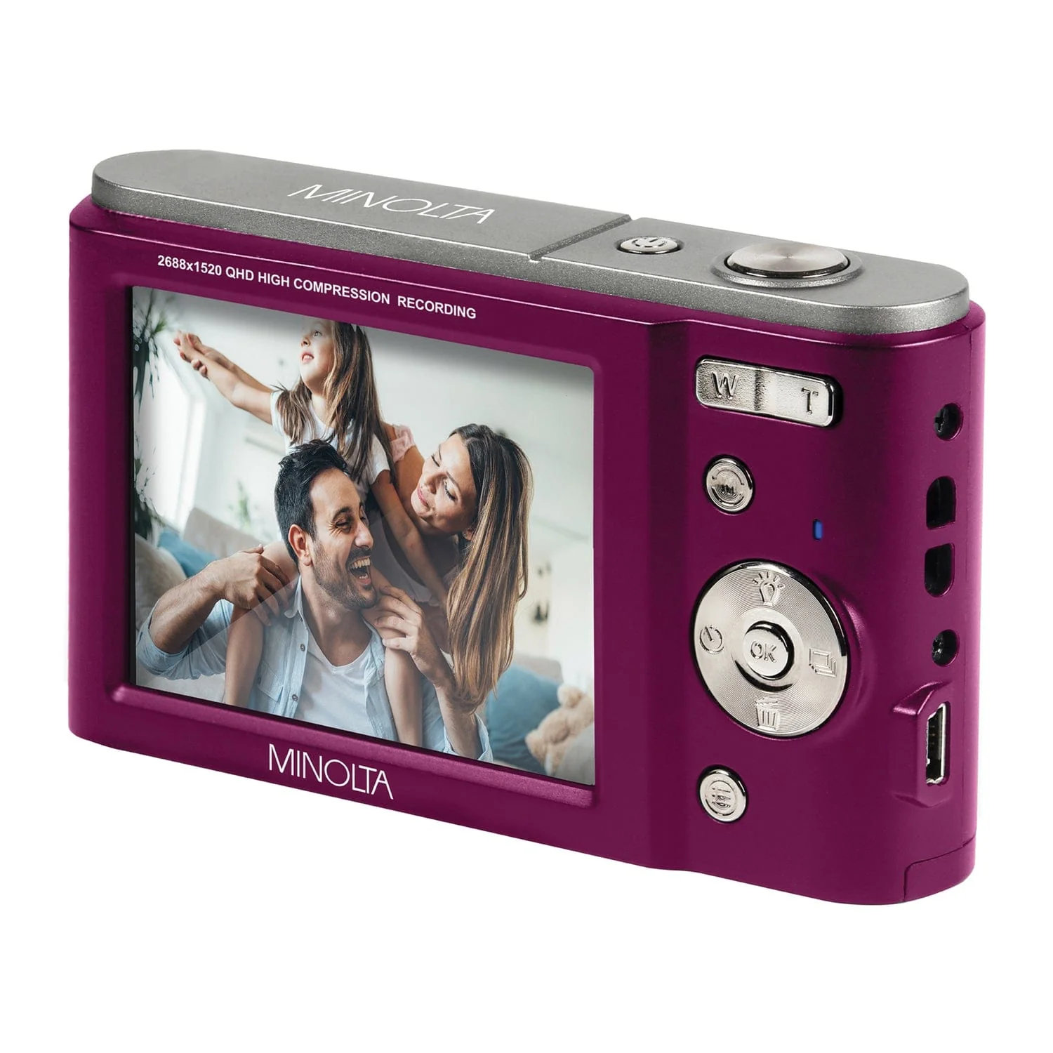 Minolta MND20 16x Digital Zoom 44 MP/2.7K Quad HD Digital Camera, Magenta - Image 4