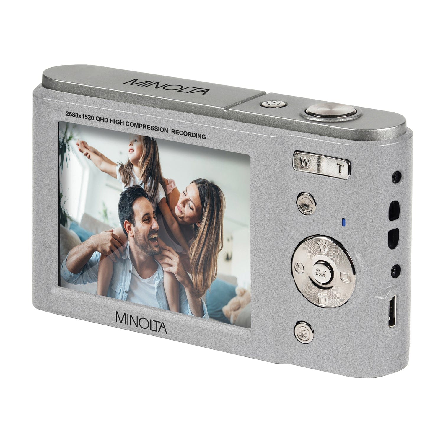 Minolta MND20 16x Digital Zoom 44 MP/2.7K Quad HD Digital Camera, Silver - Image 4