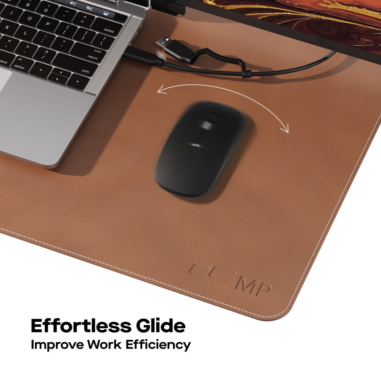 Mobile Pixels 31.5-In. x 15.75-In. PU Leather Desk Mat, Oak Brown - Image 5