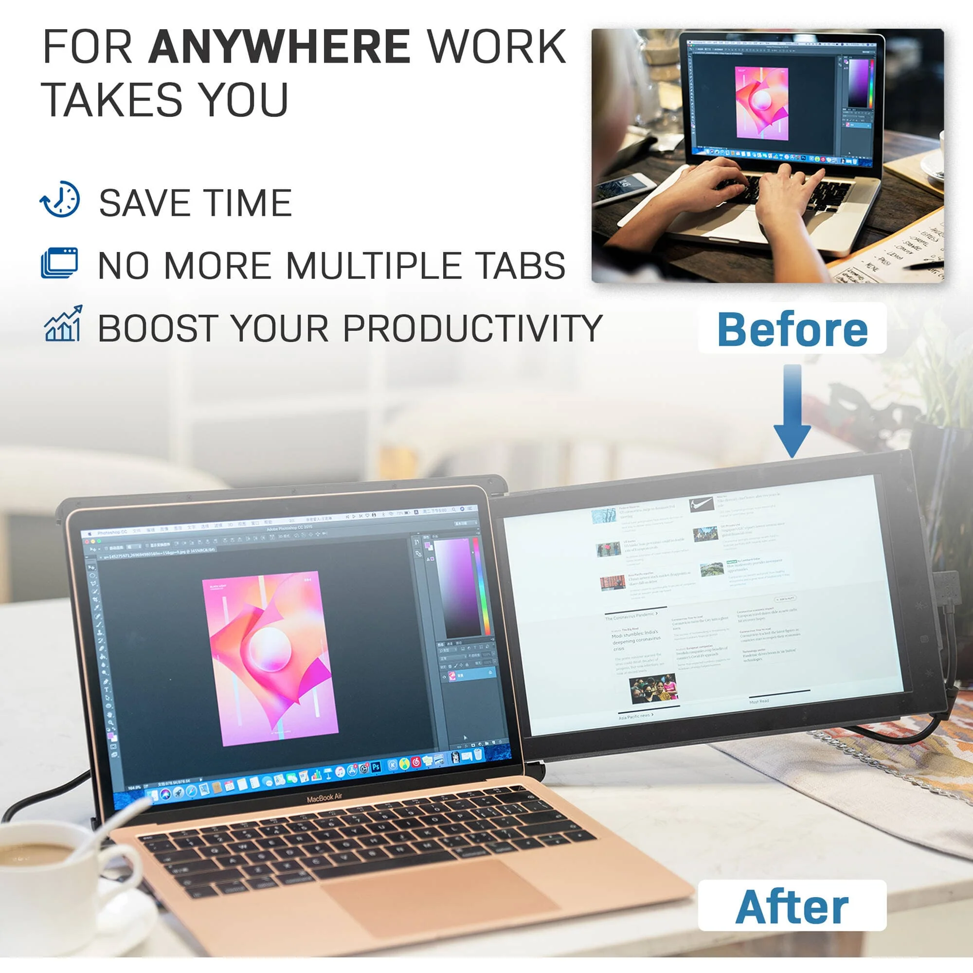 Mobile Pixels Trio Max Portable Monitor, 14.1" Triple Monitor - Certified Refurbished - Image 4