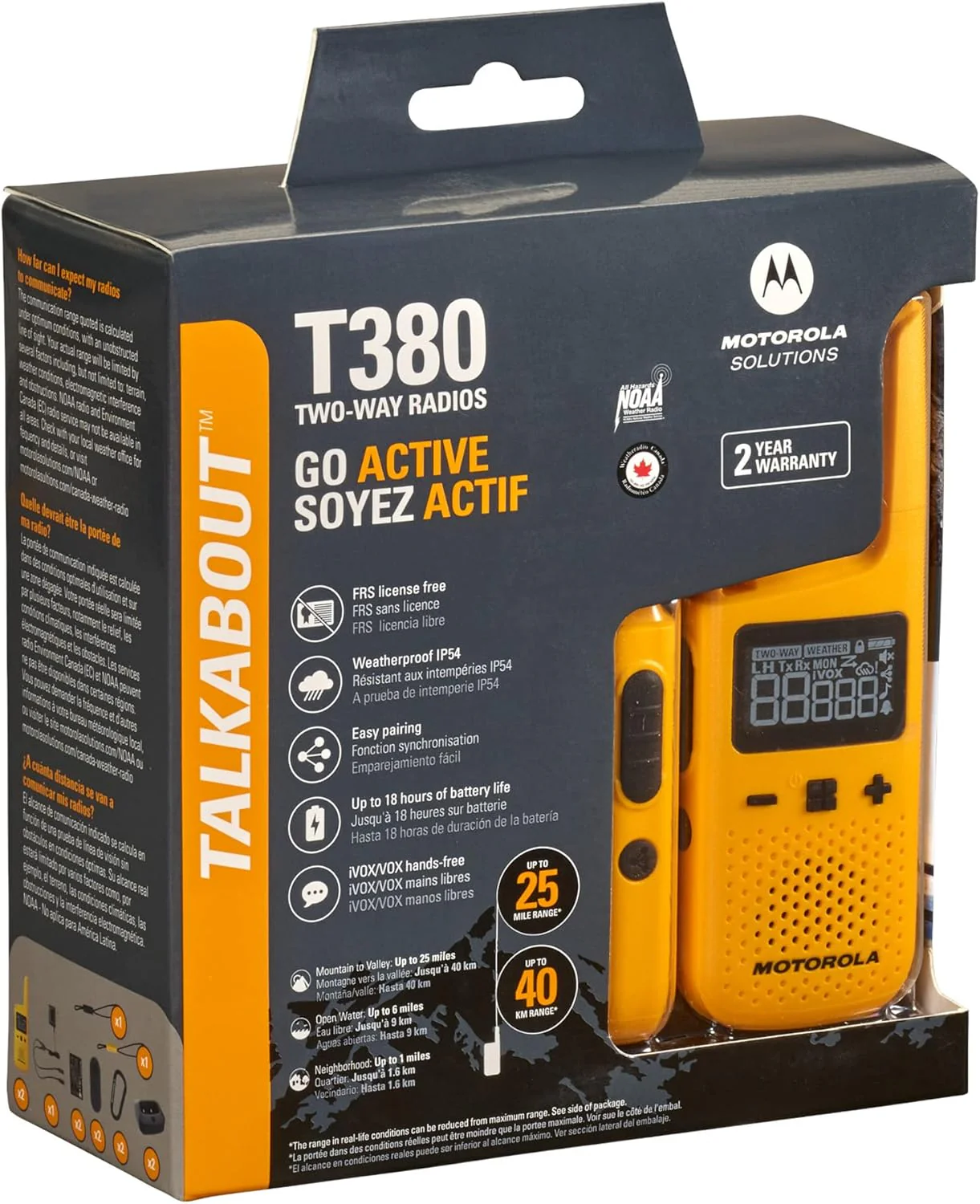 Motorola Solutions Talkabout Rechargeable 25-Mile Two-Way Radio, Yellow - Image 10