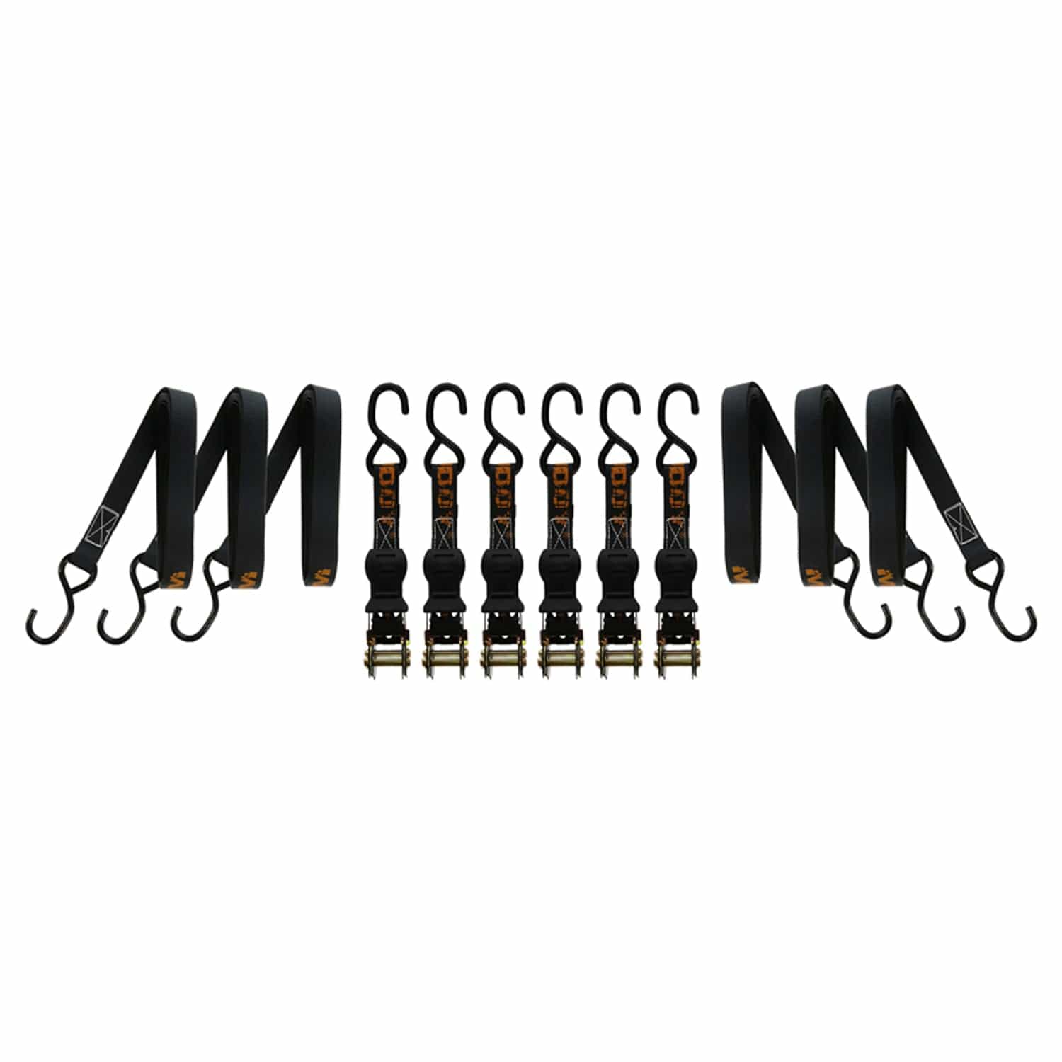 Muddy 1-In. x 14-Ft. Durable Ratchet Straps with Coated S-Hooks, 6 Count - Image 4