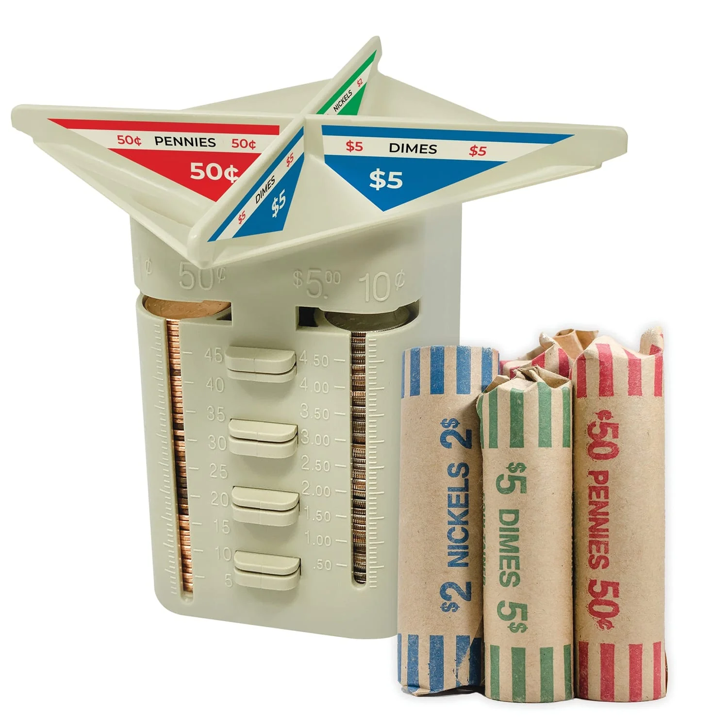 Nadex Coins 4-Compartment Manual Coin Sorting and Wrapping Organizer - Image 2
