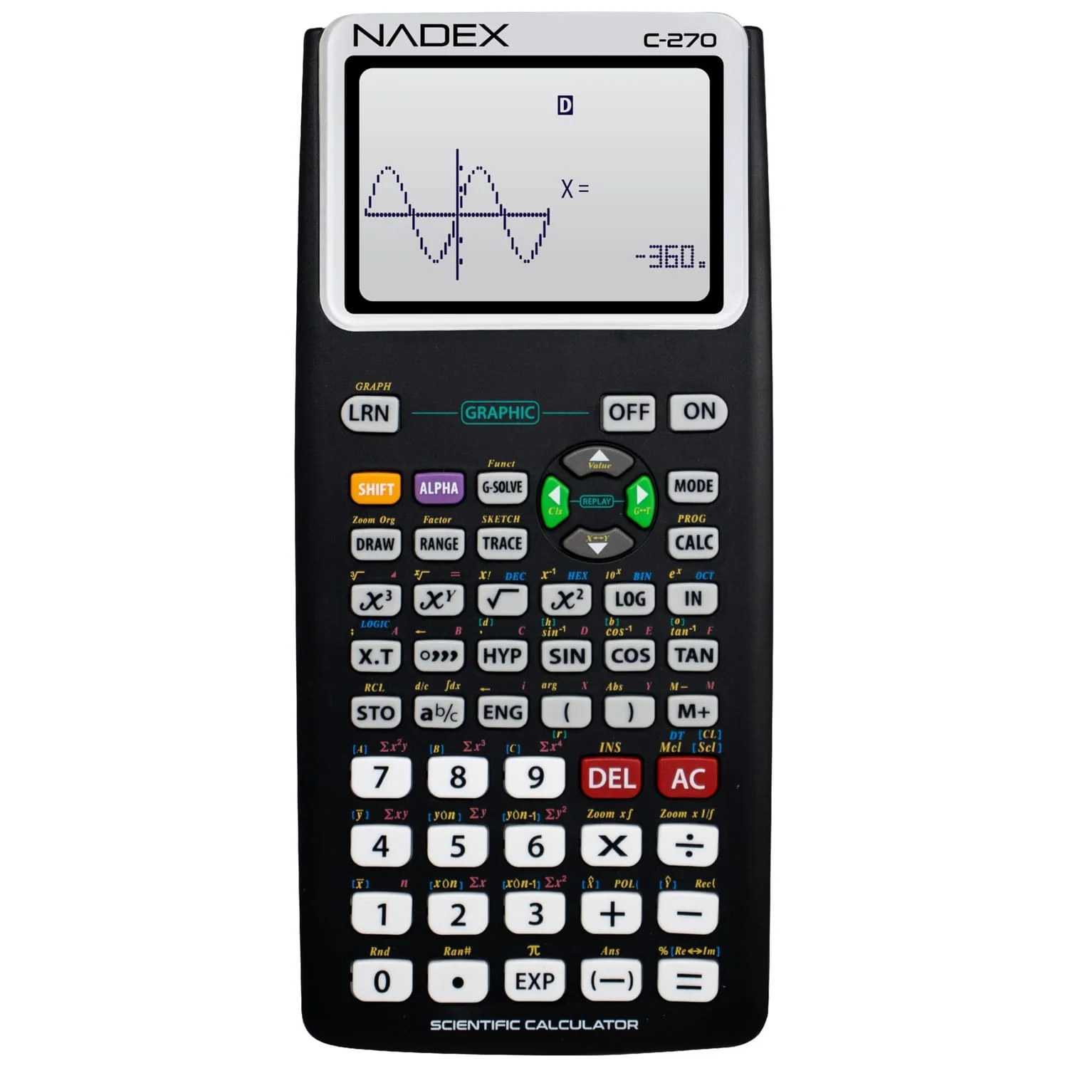 Nadex Coins C-270 Scientific Calculator with Black and White Graph Functions, Battery Powered, Black - Image 4