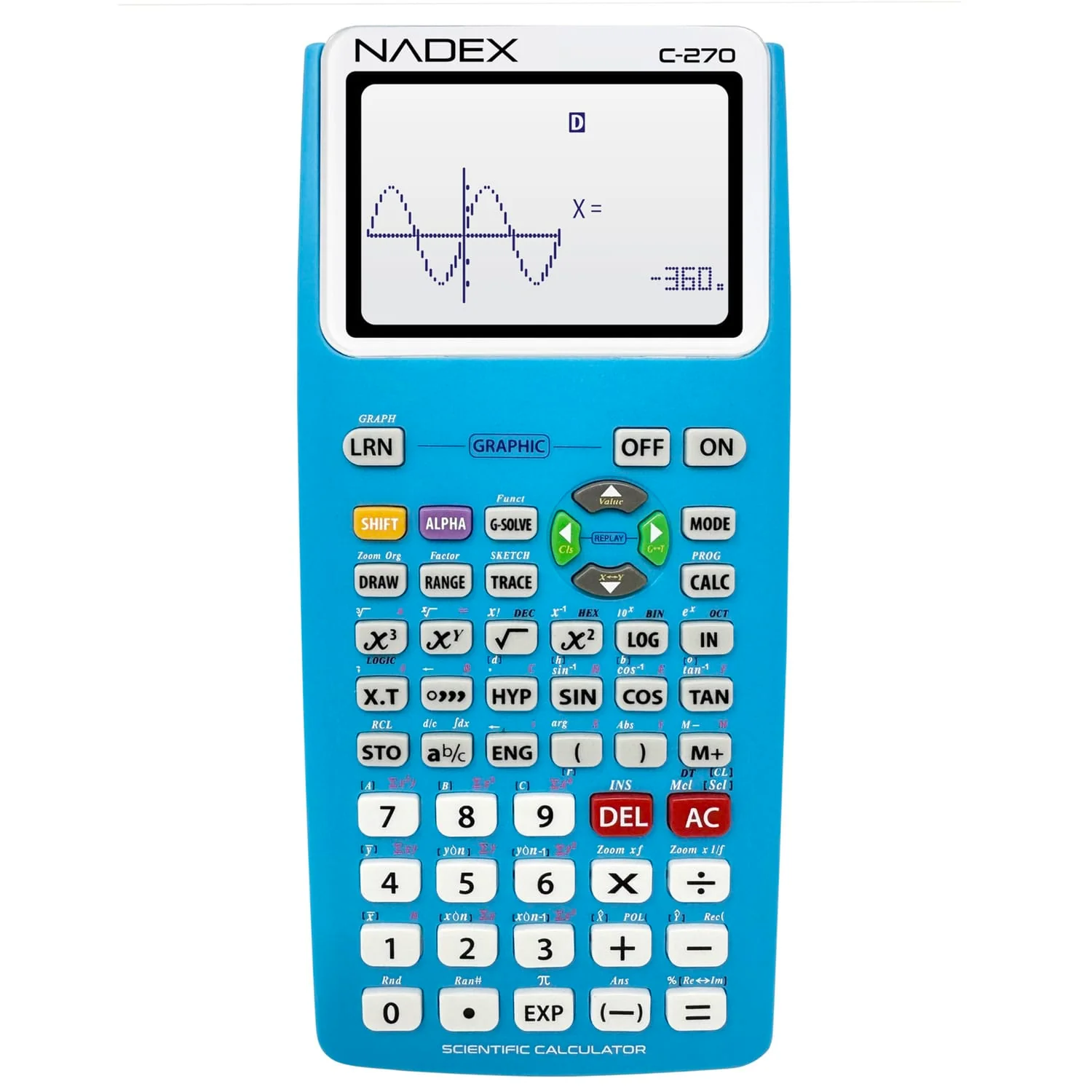 Nadex Coins C-270 Scientific Calculator with Black and White Graph Functions, Battery Powered, Blue - Image 2