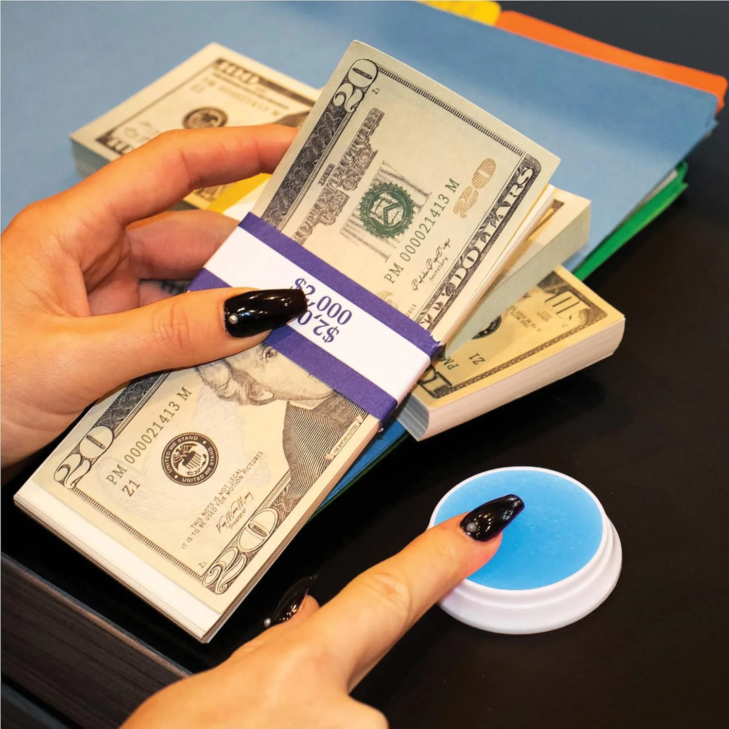 Nadex Coins Non-Slip Cash-Counting Fingertip Moistener Pads, 3 Pack, Blue - Image 2