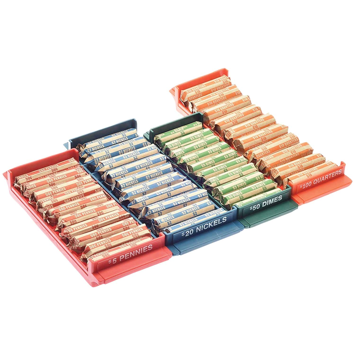 Nadex Coins Rolled Coin Storage Organizer Tray Set with Ridges for Loose Coins - Image 3