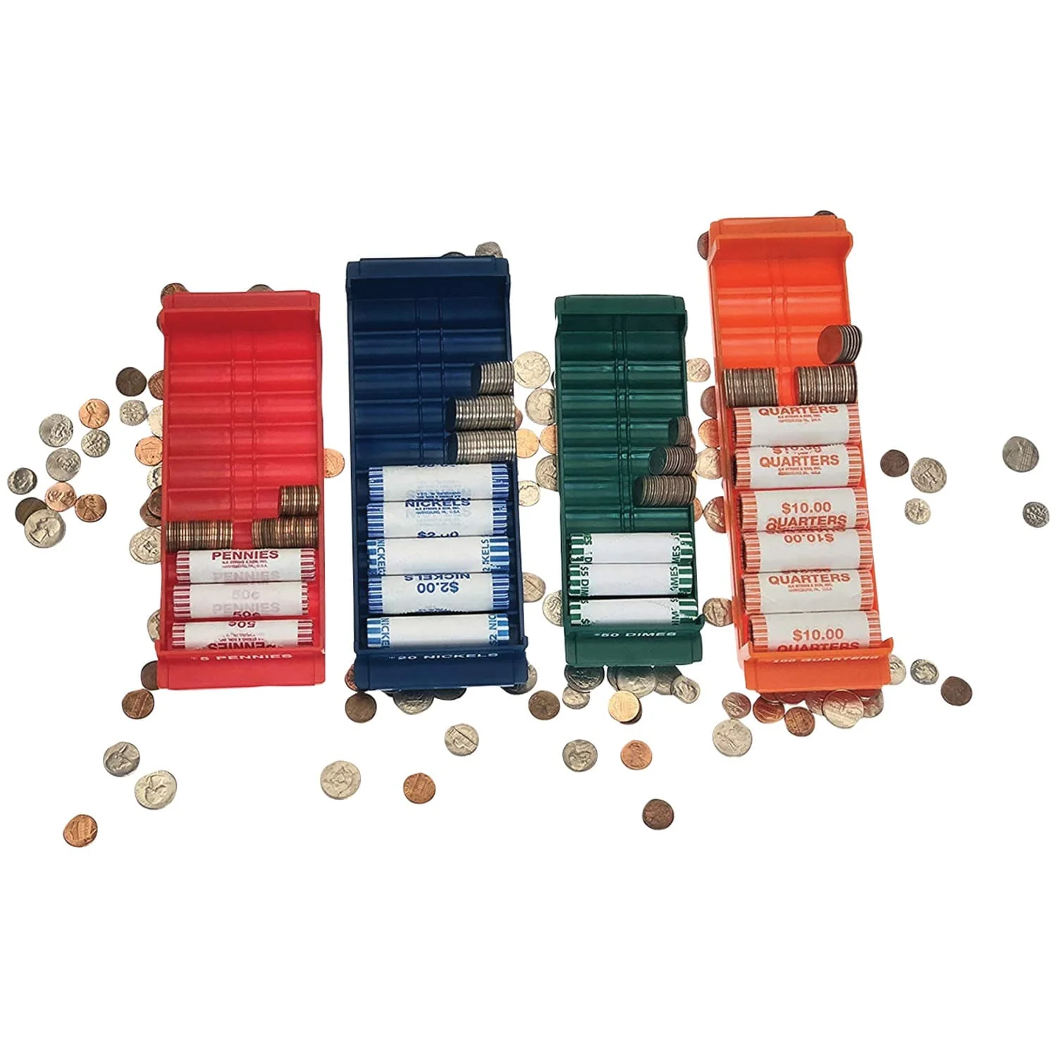 Nadex Coins Rolled Coin Storage Organizer Tray Set with Ridges for Loose Coins - Image 5