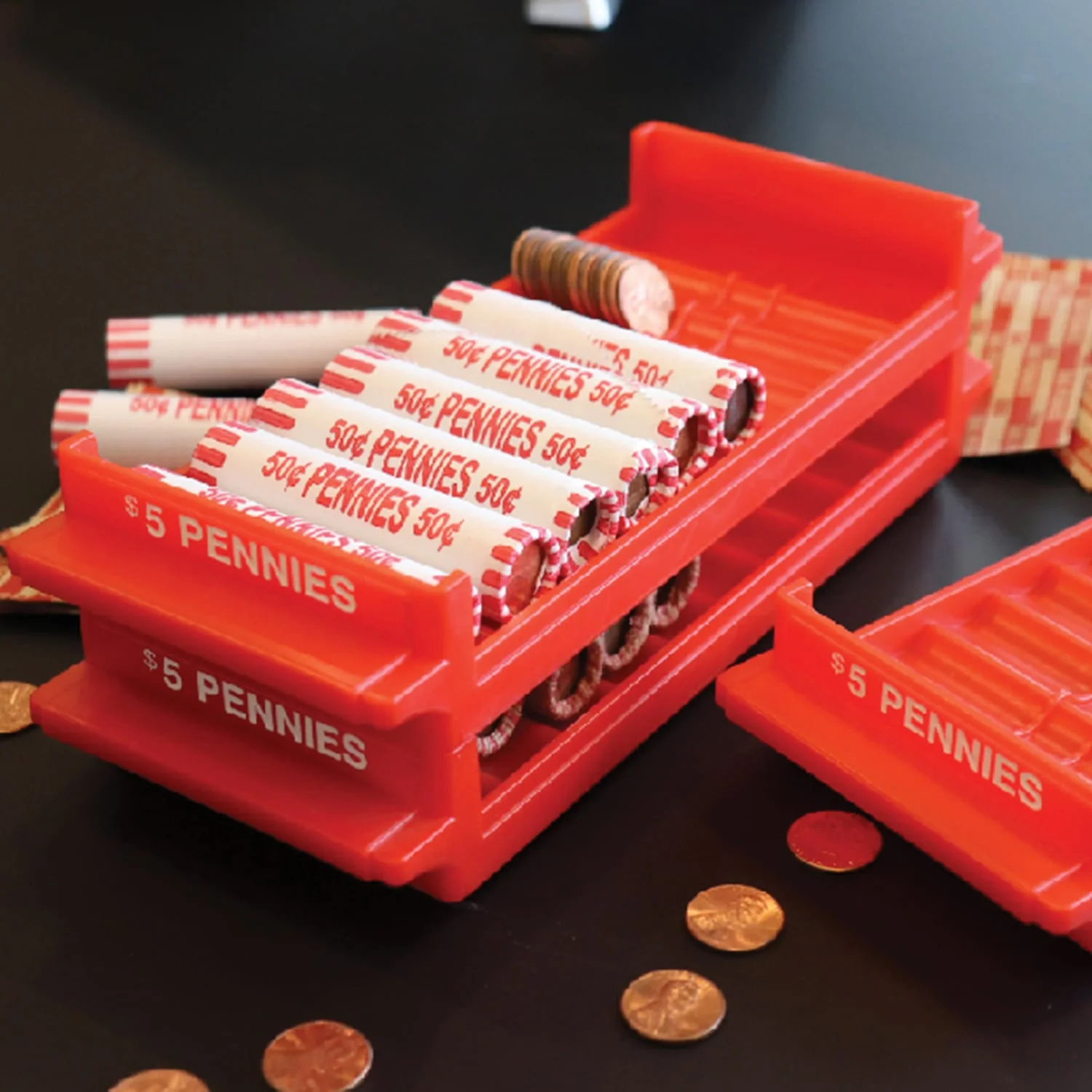 Nadex Coins Rolled-Coin-Storage Organizer Tray Sets with Ridges for Loose Coins, 4 Pack - Image 2