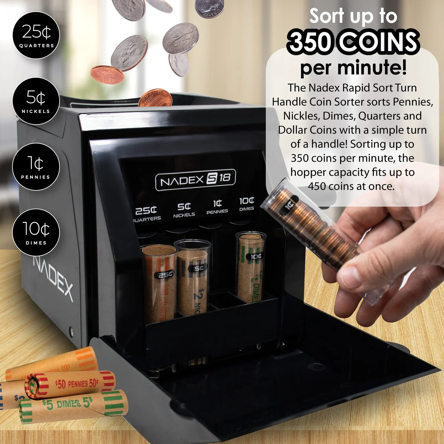 Nadex Coins S18 Manual Coin Sorter and Wrapper - Image 4