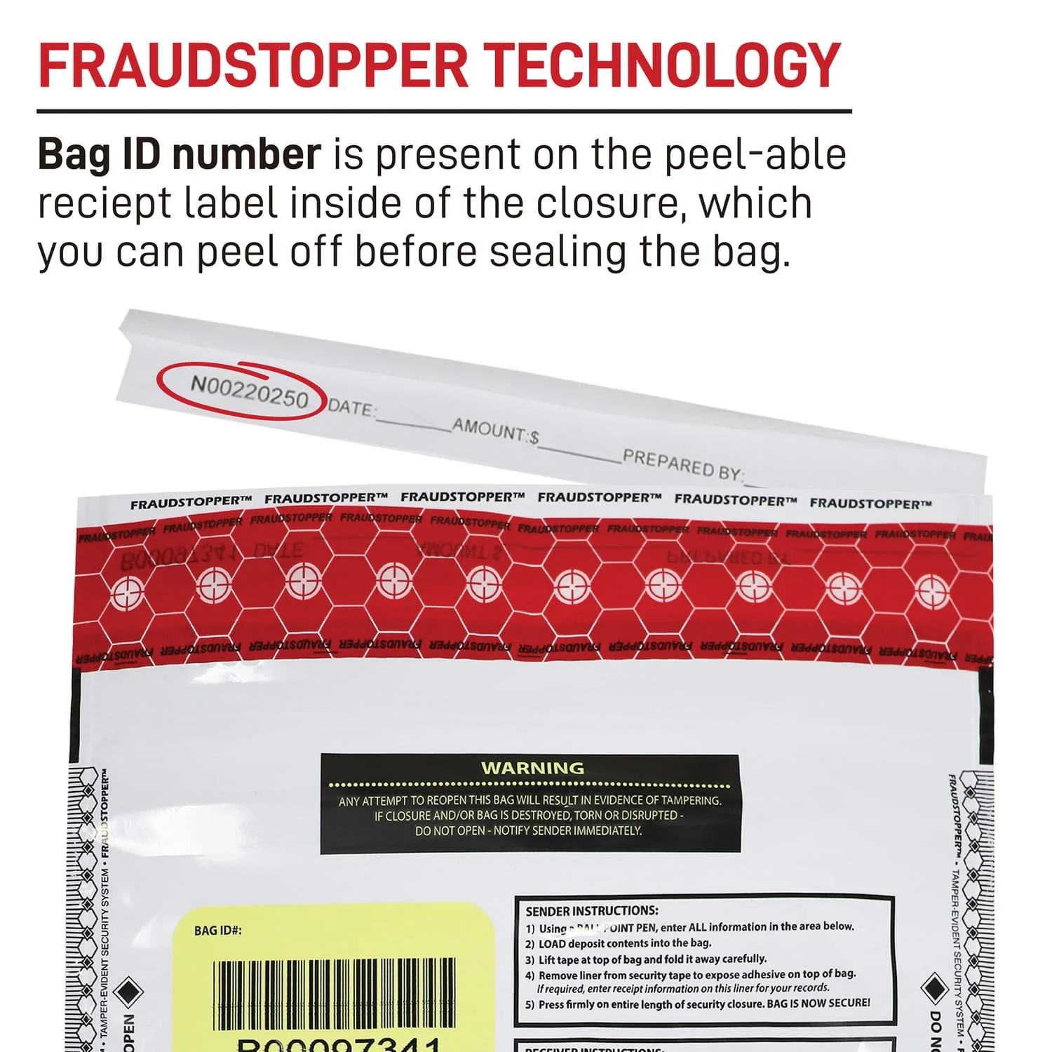 Nadex Coins Tamper-Evident 9-In. x 12-In. Opaque FRAUDSTOPPER Bank Deposit Bags, 50 Pack - Image 5