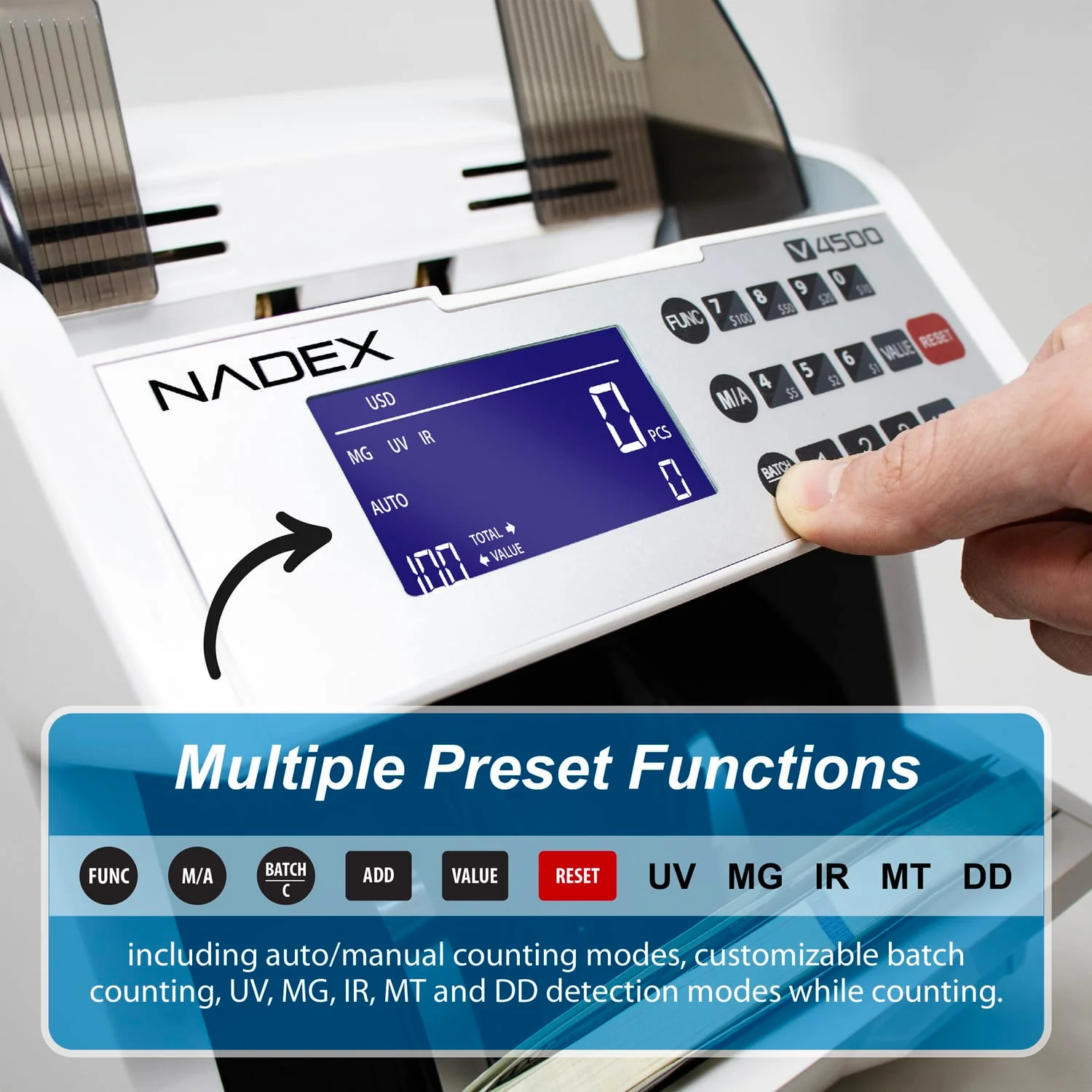 Nadex Coins V4500 Front-Loading Bill Counting Machine - Image 3