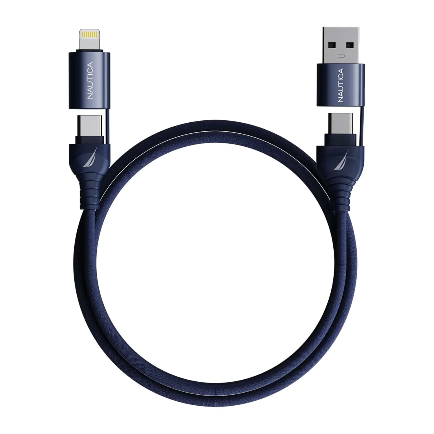 Nautica 4-Ft. 100-Watt 4-in-1 Multi-Port Cable, Urban CB400, Navy