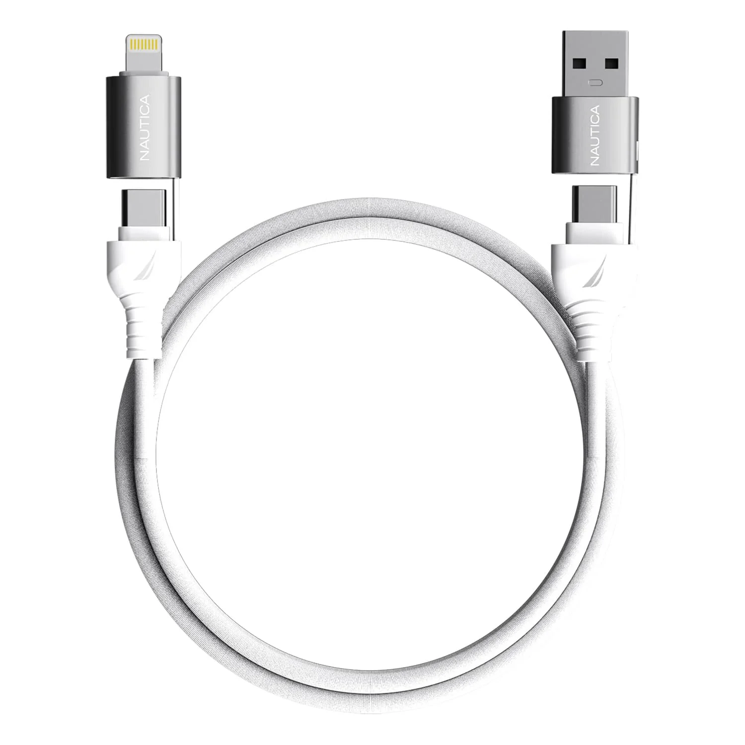 Nautica 4-Ft. 100-Watt 4-in-1 Multi-Port Cable, Urban CB400, White