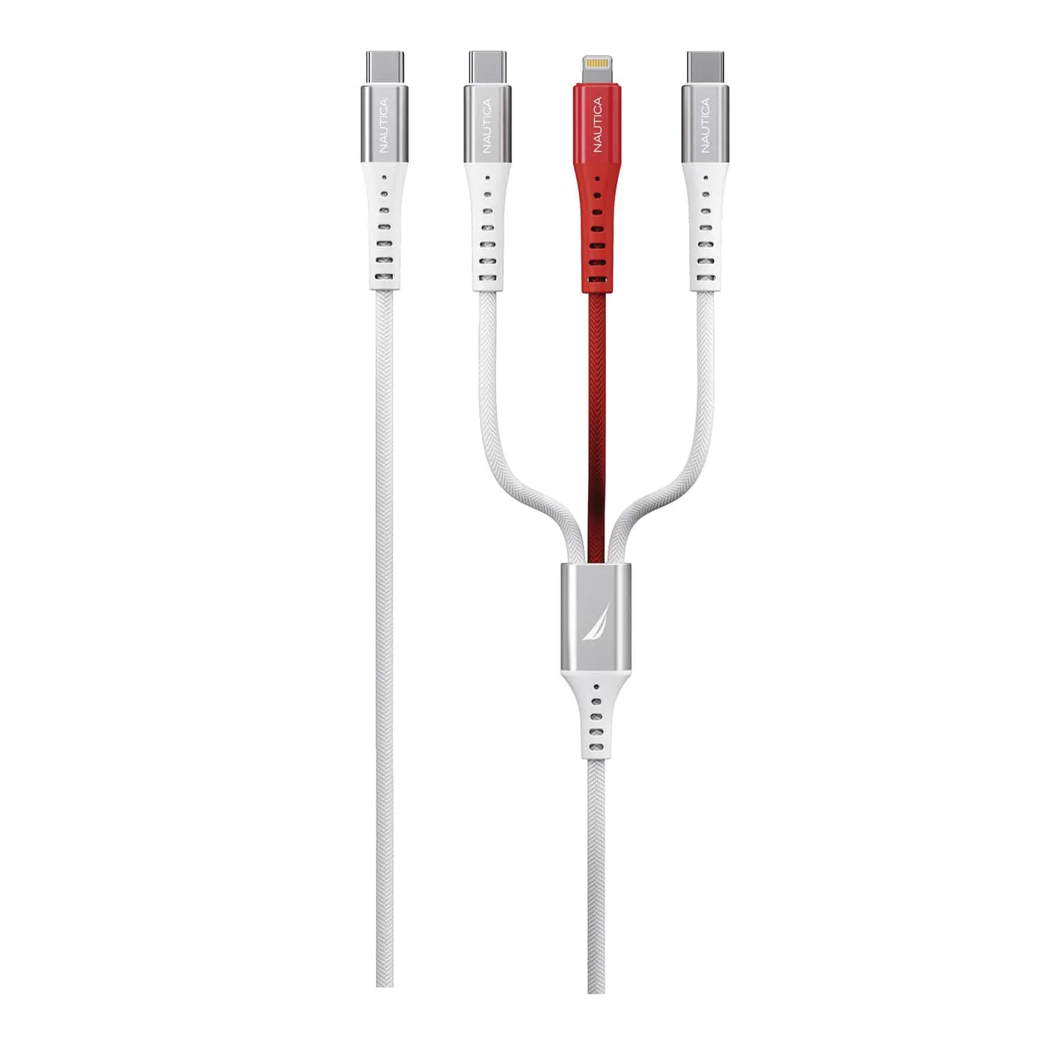 Nautica 4-Ft. 24-Watt 3-in-1 Multi-Port Cable, Urban CB630, White - Image 2