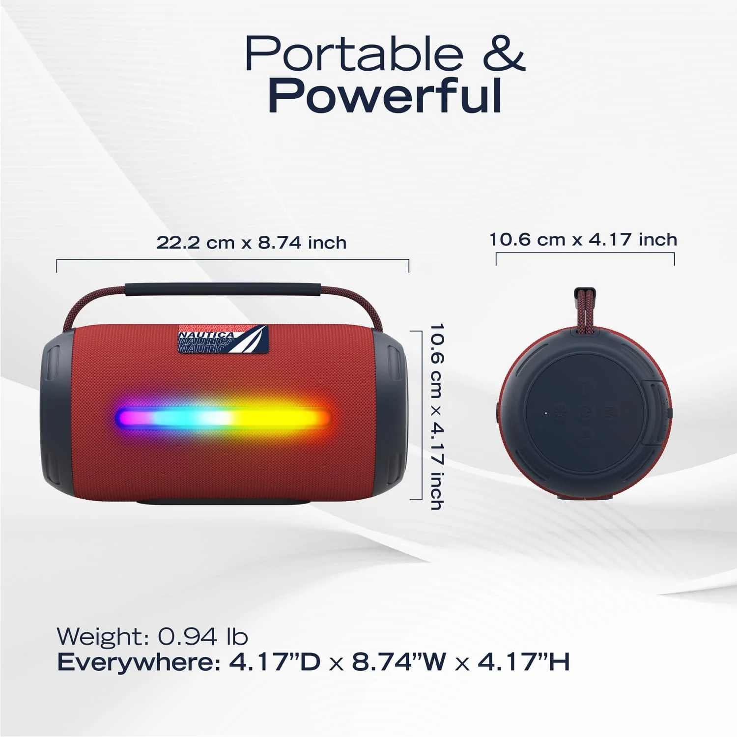 Nautica Urban SP600 Portable Bluetooth Speaker, Navy Red - Image 4