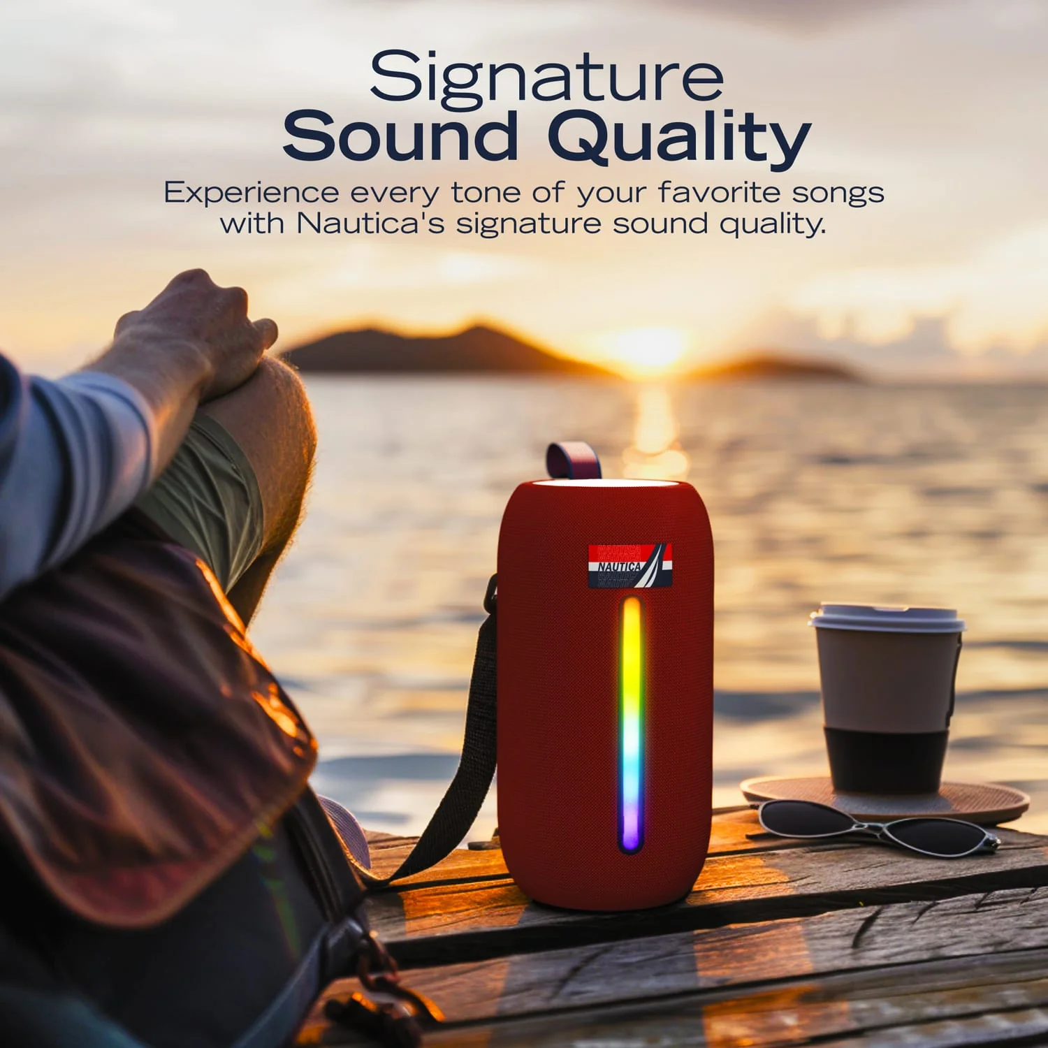 Nautica Urban SP610 Portable Bluetooth Speaker, Navy/Red - Image 4