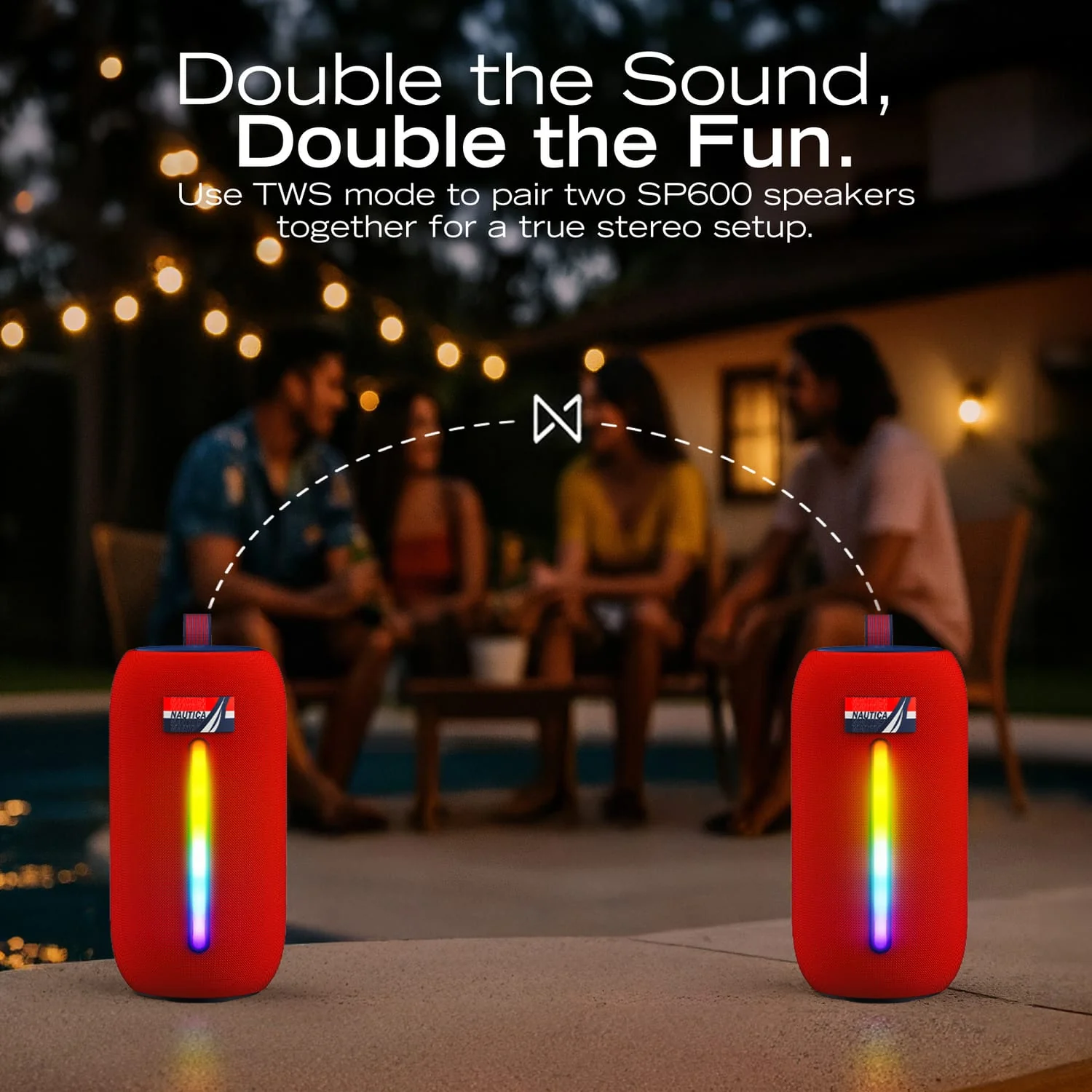 Nautica Urban SP610 Portable Bluetooth Speaker, Navy/Red - Image 5
