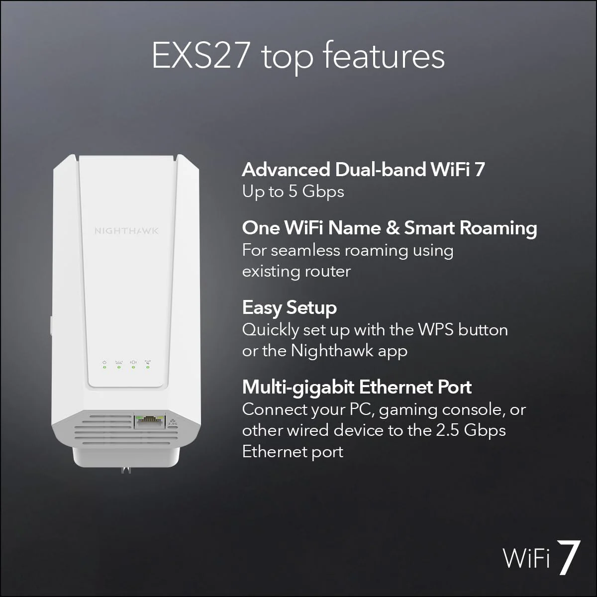 Netgear EXS27 BE5000 WiFi 7 Dual-Band Range Extender, Up to 5 Gbps Speed, Covers 1500 sq. ft. and 45 Devices - Certified Refurbished - Image 7