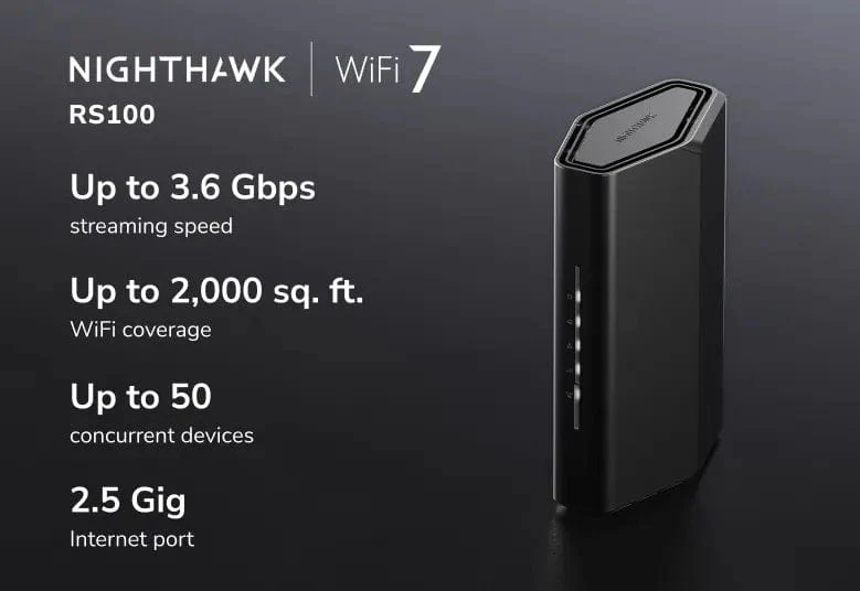 NETGEAR Nighthawk Dual-Band WiFi 7 Router RS100, BE3600 Speed up to 3.6 Gbps, Covers 2000 sq. ft., 2.5 Gig Port - Certified Refurbished - Image 3