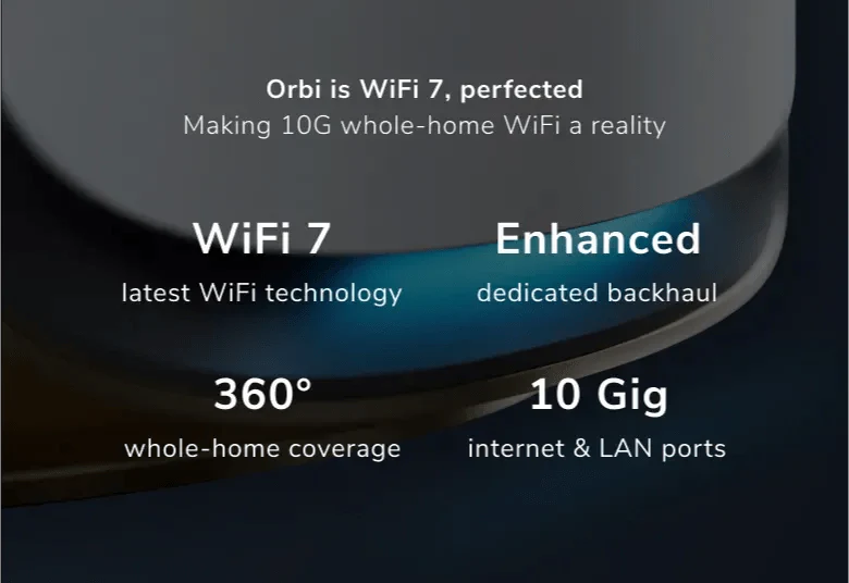 Netgear Orbi 970 Quad-Band WiFi 7 Mesh System, 27Gbps, 10000 sq.ft. Coverage, 200 Devices, Router + 2 Satellites - Certified Refurbished - Image 3