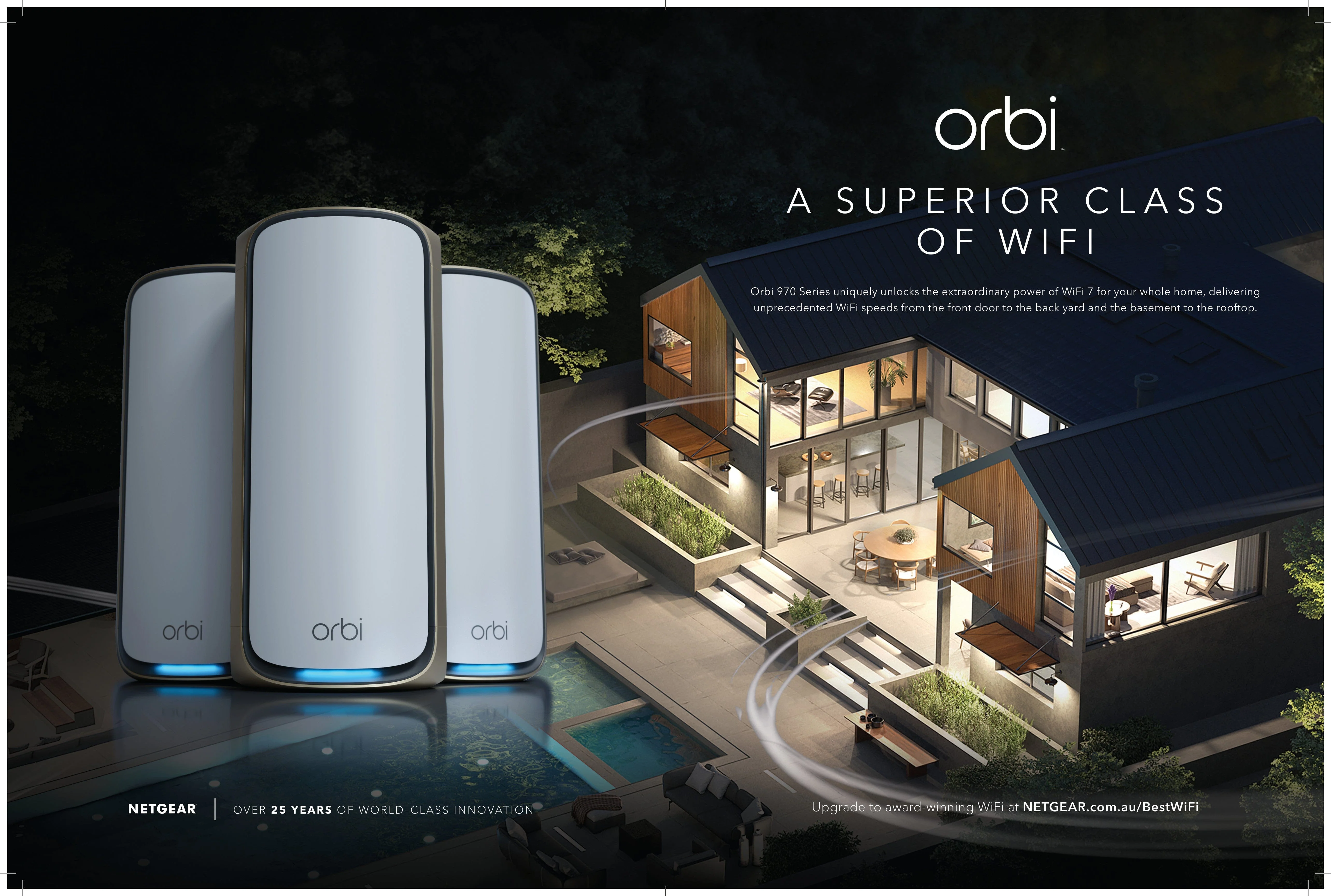 Netgear Orbi 970 Series RBE973S Quad-Band WiFi 7 Mesh System, 3-Pack (Router + 2 Satellites), 27Gbps, Covers Up to 10000 Sq. Ft., White - Image 10