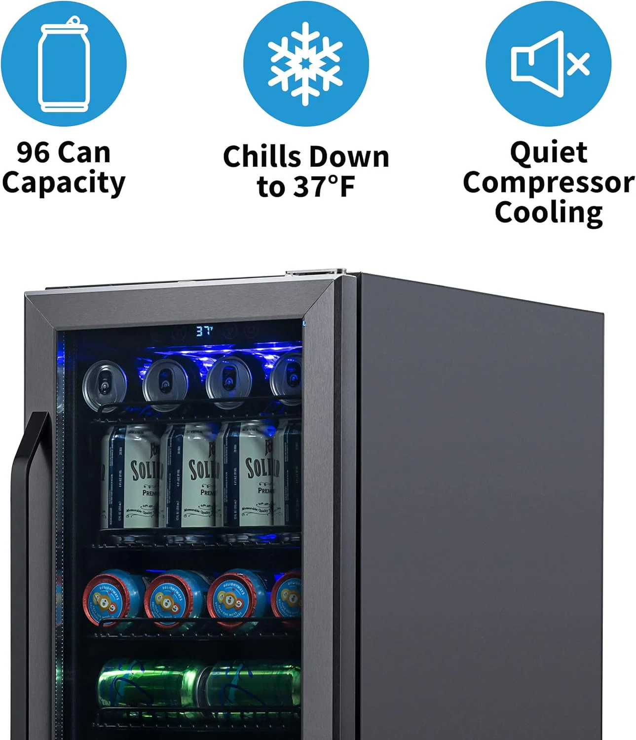 Newair 15" Built-in Beverage Fridge, 96 Cans, Black - Certified Refurbished - Image 2