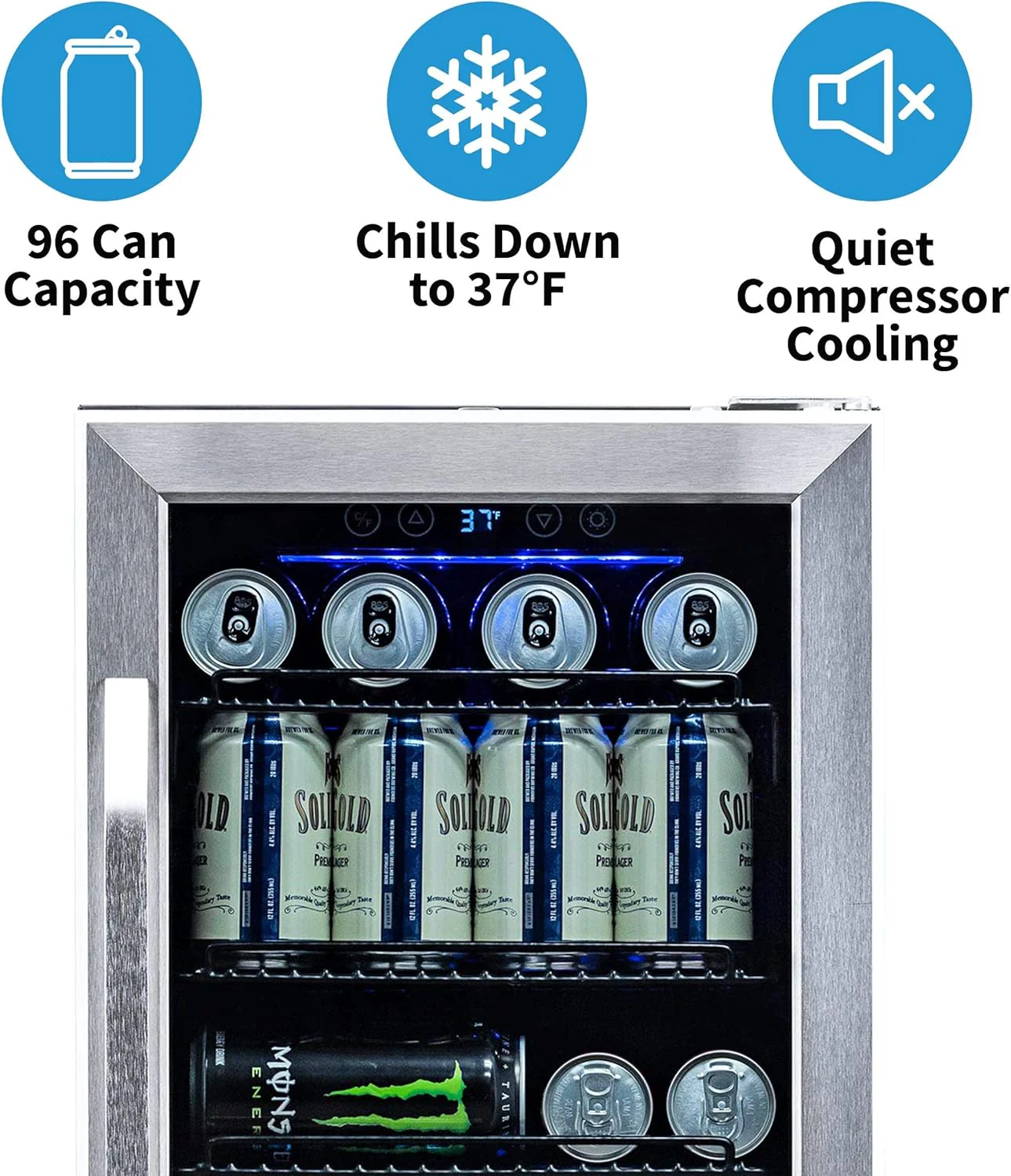 Newair 15" Built-in Beverage Fridge, 96 Cans, Stainless Steel - Certified Refurbished - Image 3