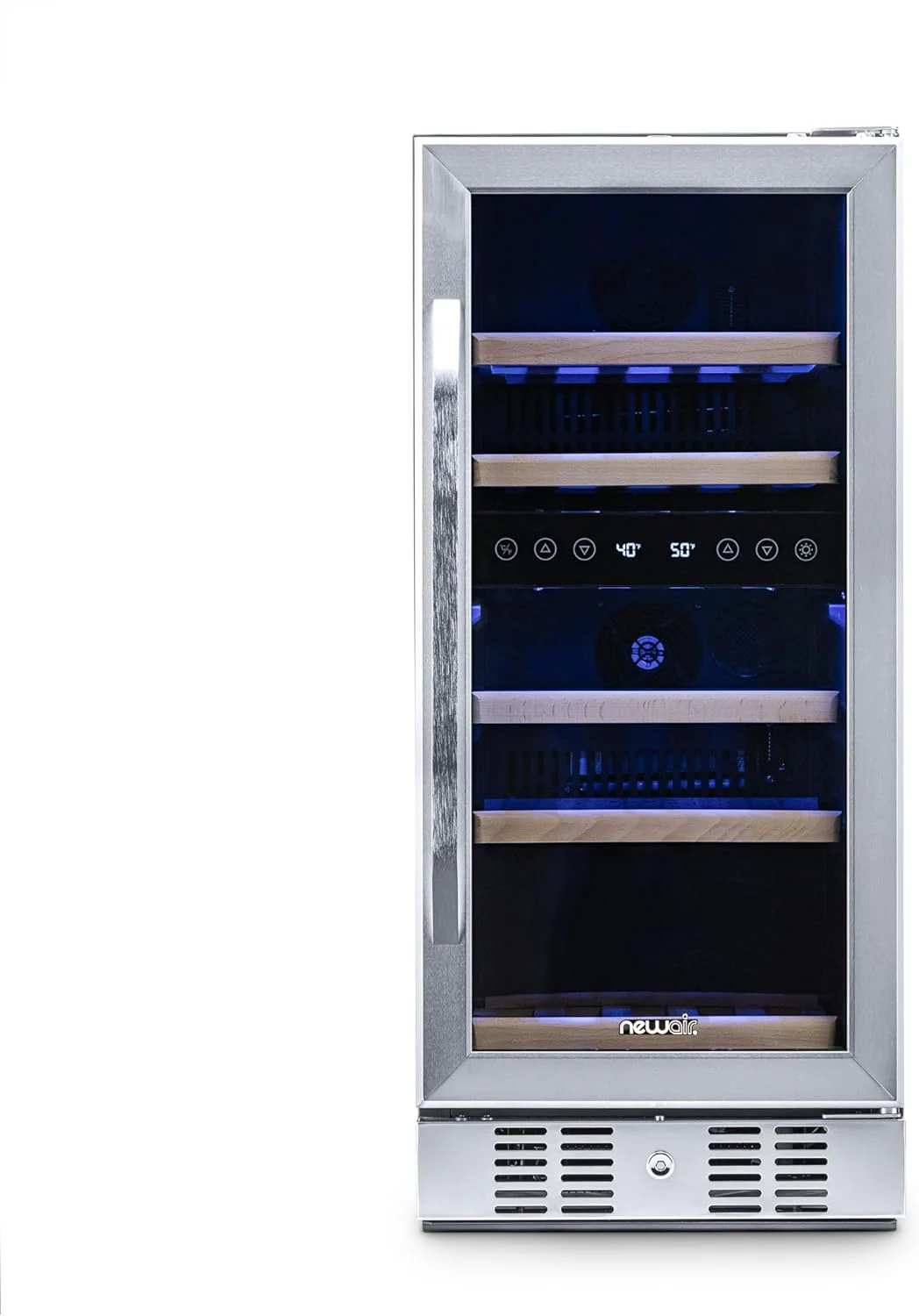 Newair 15" Dual Zone Wine Fridge with Beech Wood Shelves, 29 Bottles, Stainless Steel - Certified Refurbished - Image 10