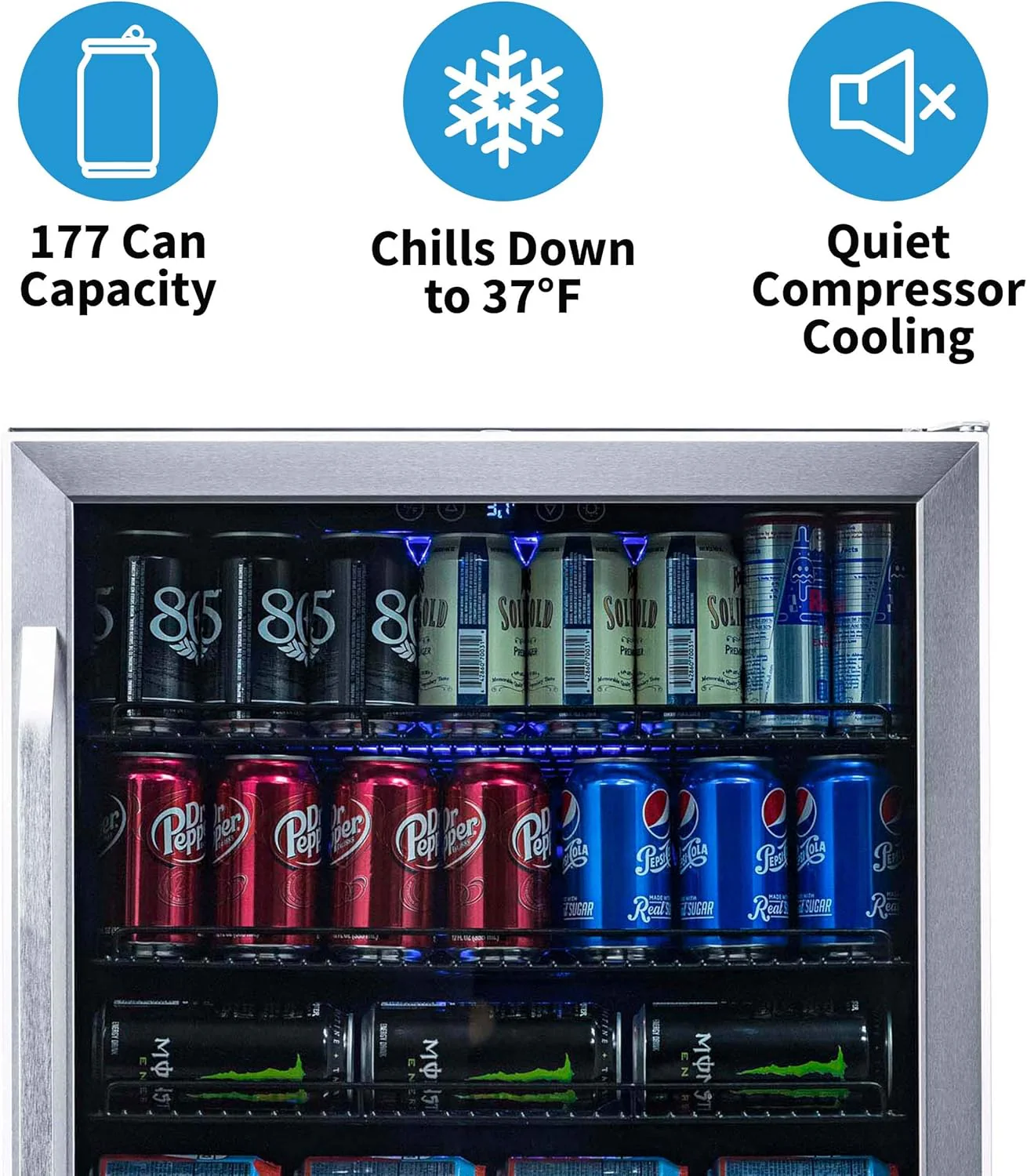 Newair 24" Beverage Fridge, 177 Cans, Stainless Steel - Certified Refurbished - Image 3