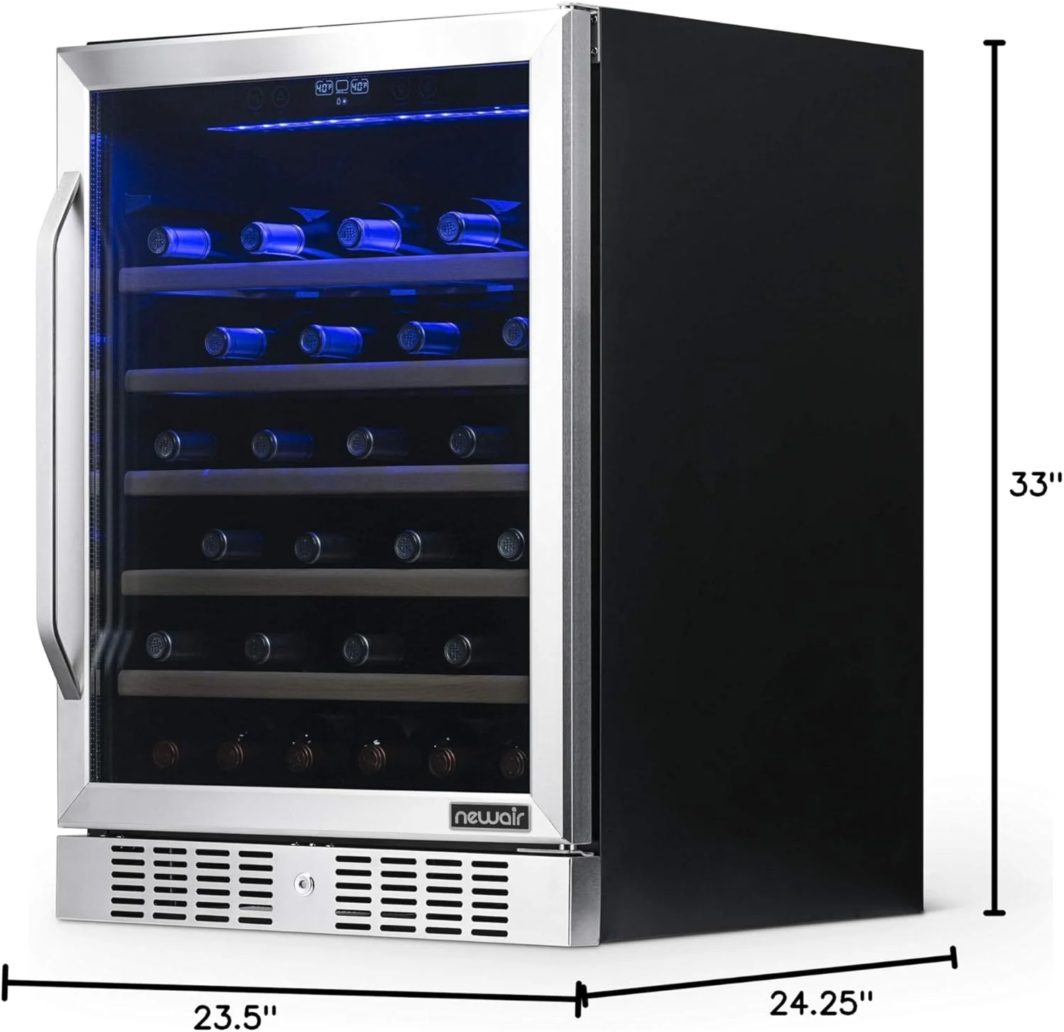 Newair 24" Built-In Wine Fridge with Beech Wood Shelves, 52 Bottles, Stainless Steel - Certified Refurbished - Image 8