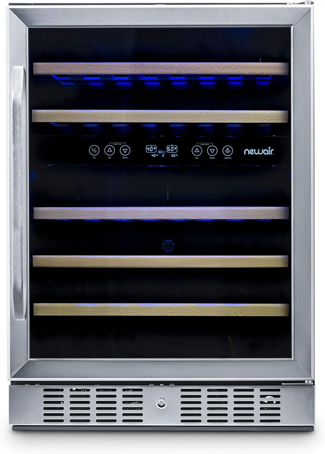 Newair 24" Dual Zone Wine Fridge with Beech Wood Shelves, 46 Bottles, Stainless Steel - Certified Refurbished - Image 12