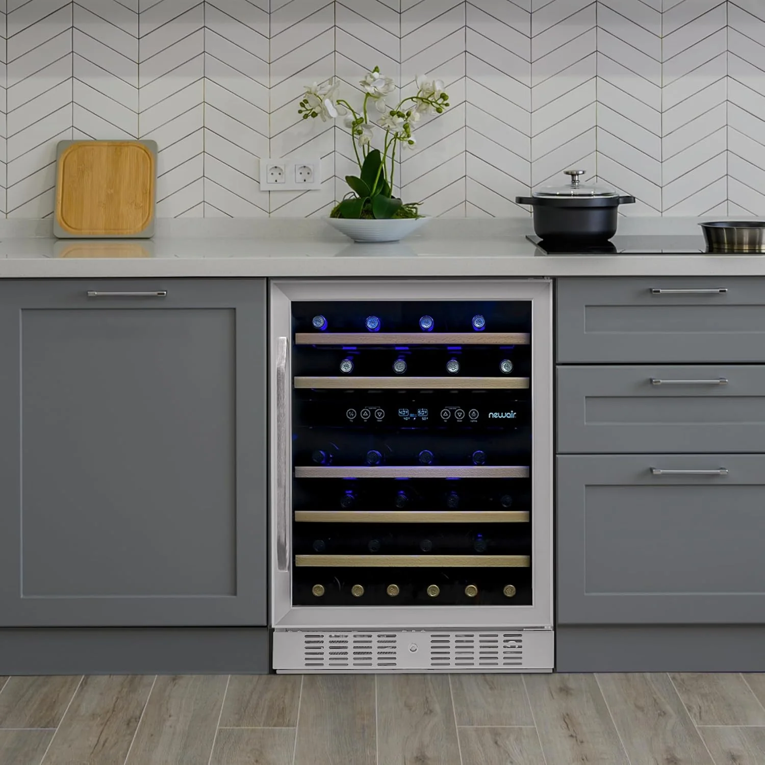 Newair 24" Dual Zone Wine Fridge with Beech Wood Shelves, 46 Bottles, Stainless Steel - Certified Refurbished - Image 9