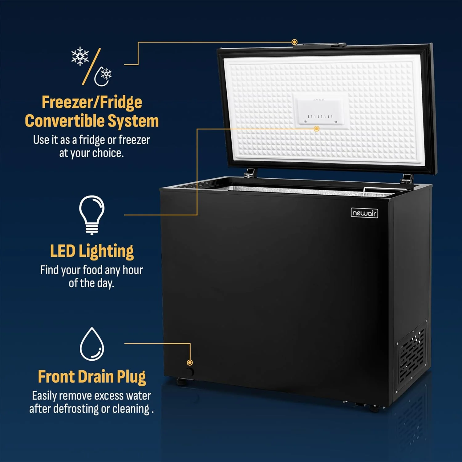 Newair Compact Chest Freezer with Temperature Control, 6.7 Cu. Ft., Black - Certified Refurbished - Image 2