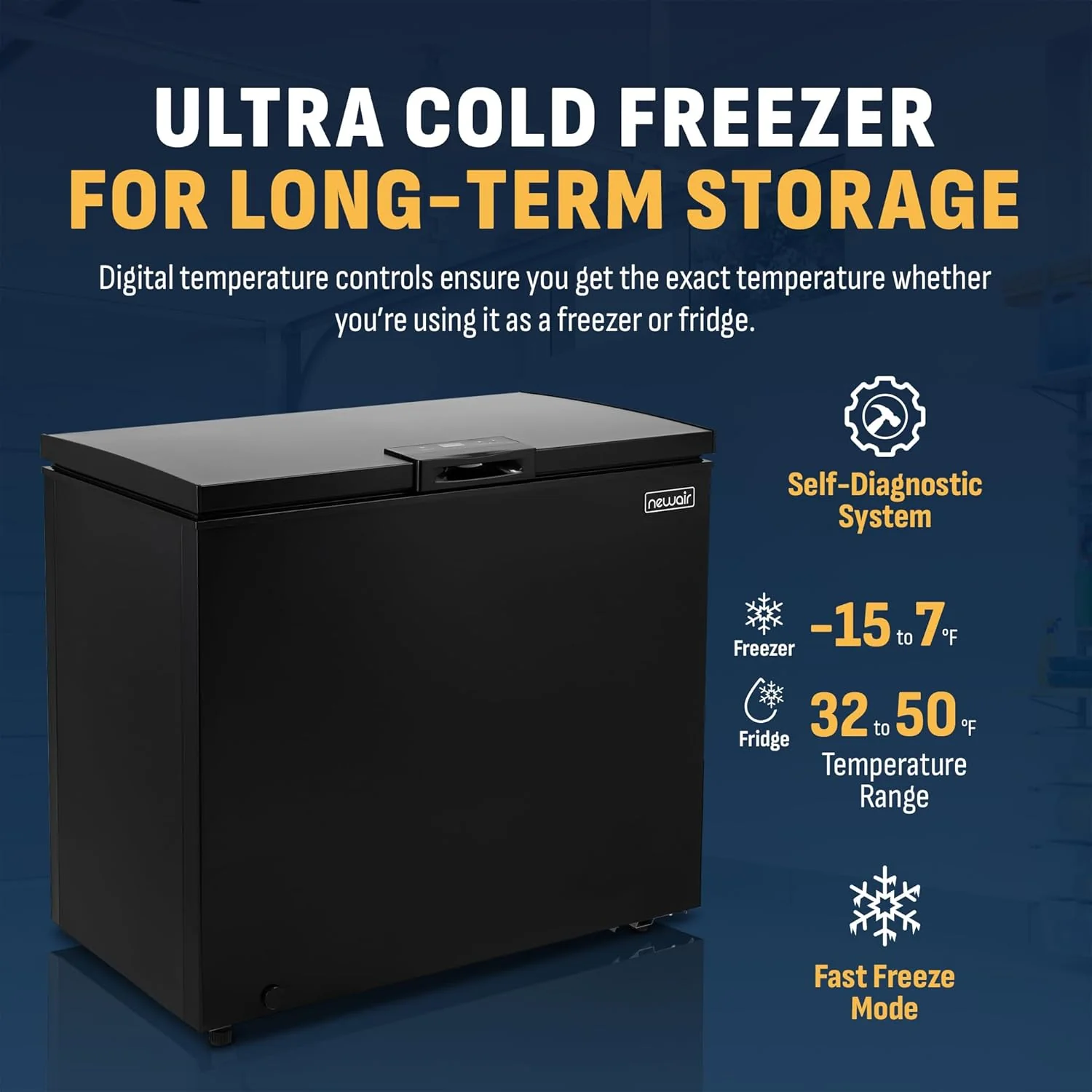 Newair Compact Chest Freezer with Temperature Control, 6.7 Cu. Ft., Black - Certified Refurbished - Image 4