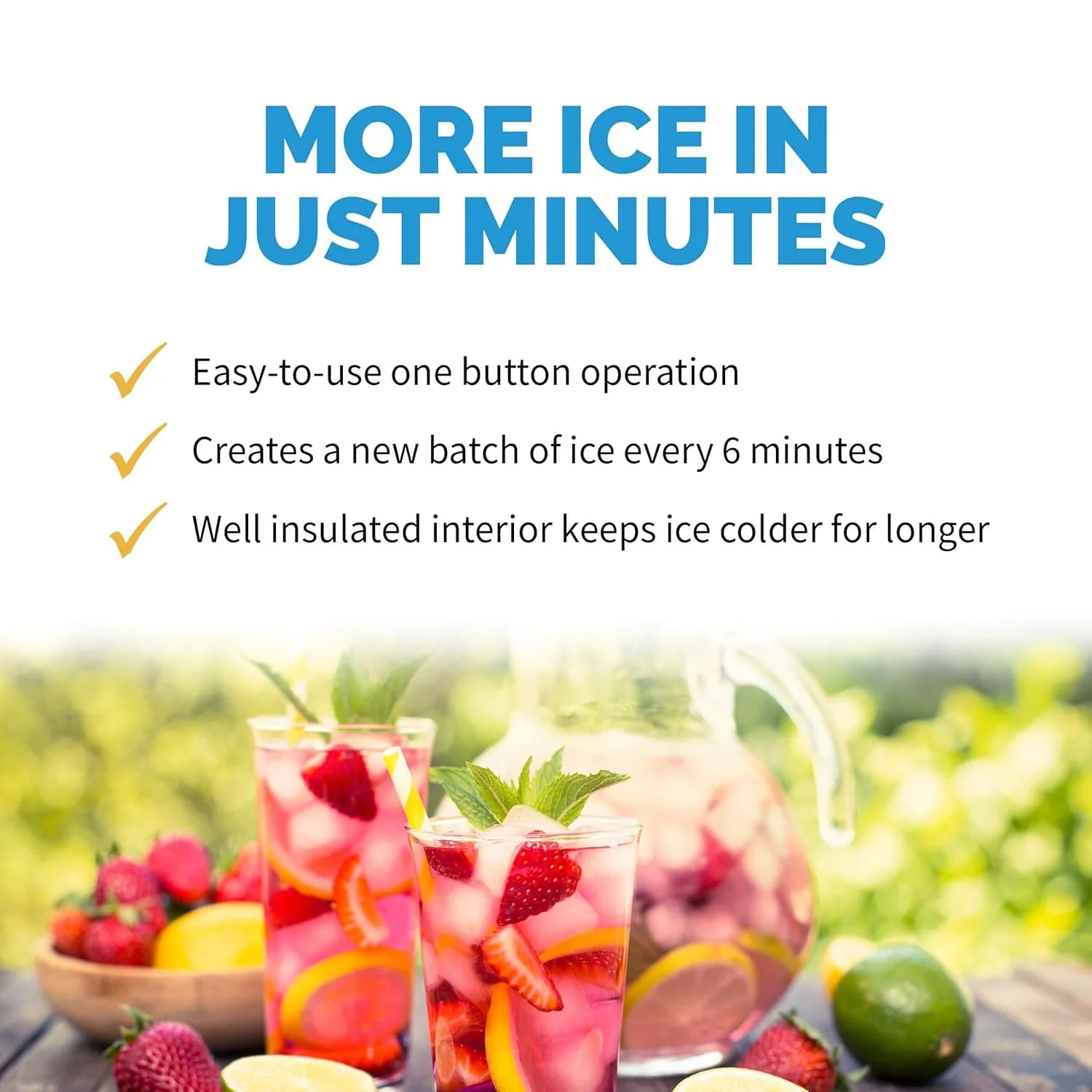 Newair Countertop Ice Maker with One Button Operation, 50 lbs of Ice a Day, White - Certified Refurbished - Image 3