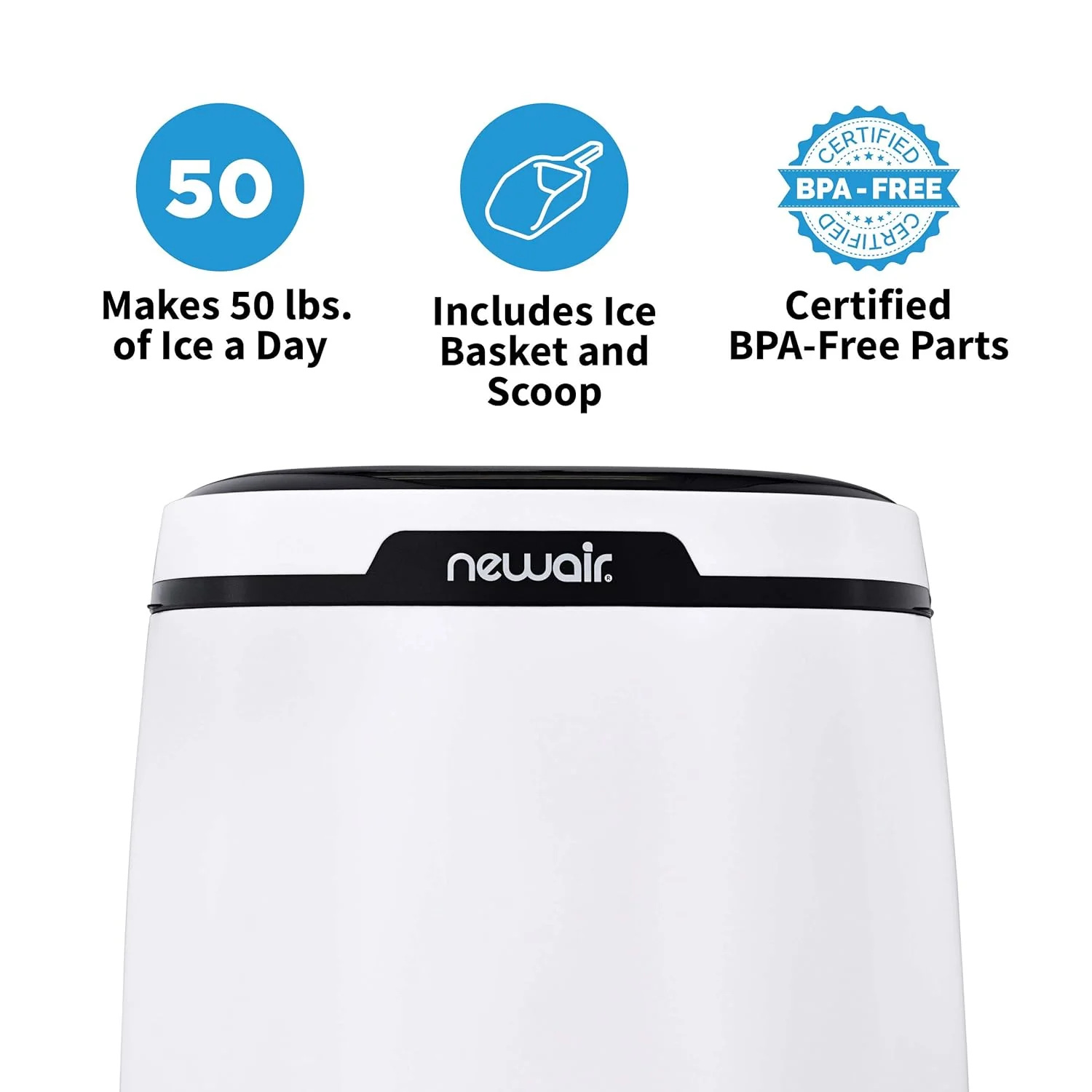 Newair Countertop Ice Maker with One Button Operation, 50 lbs of Ice a Day, White - Certified Refurbished - Image 6
