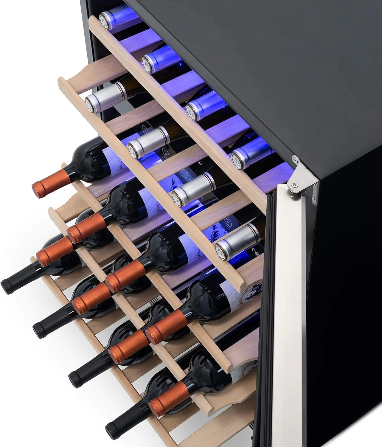 Newair Dual Zone Fridge with Beech Wood Shelves, 46 Bottles, Stainless Steel - Certified Refurbished - Image 10