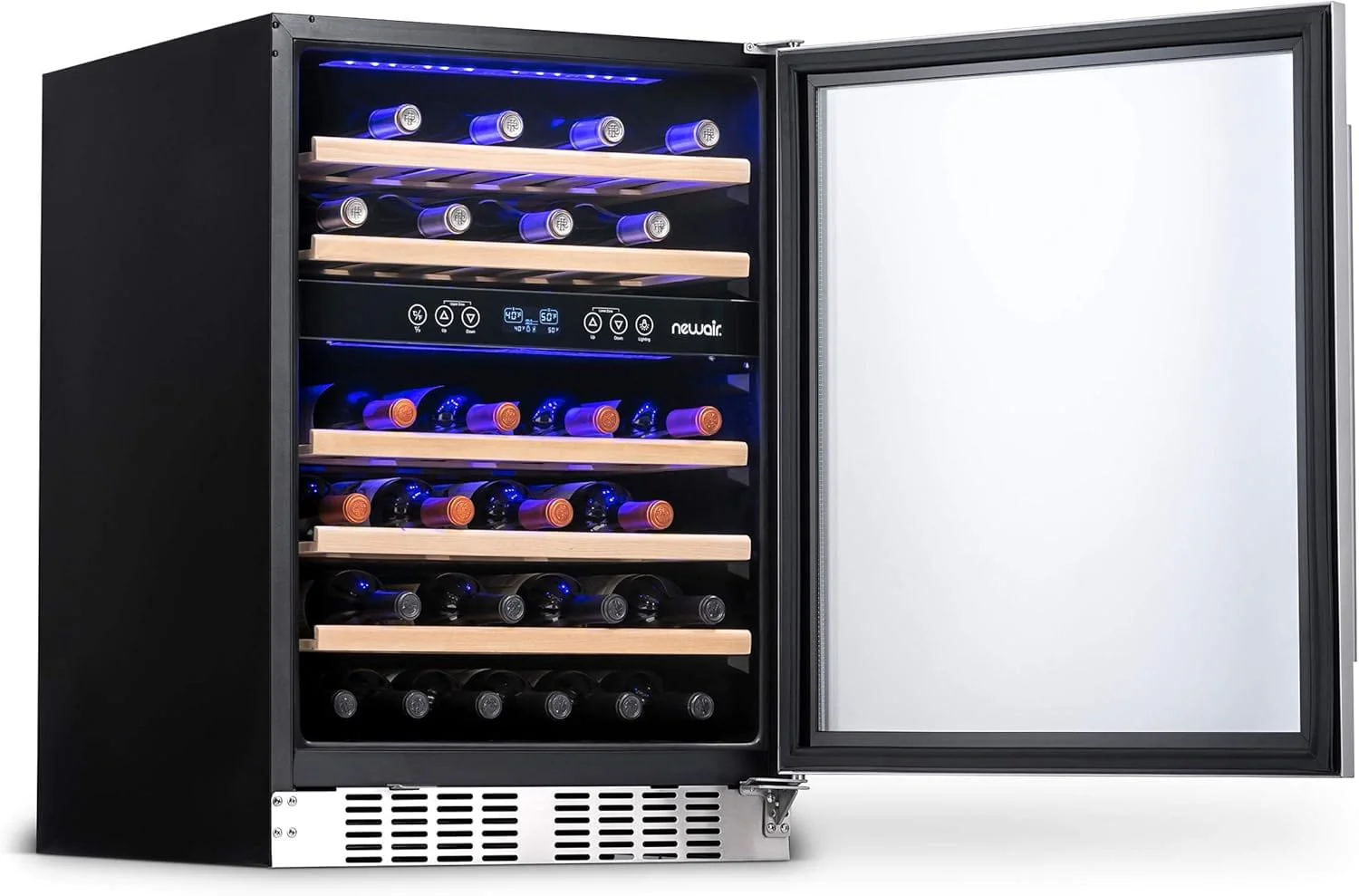 Newair Dual Zone Fridge with Beech Wood Shelves, 46 Bottles, Stainless Steel - Certified Refurbished - Image 11