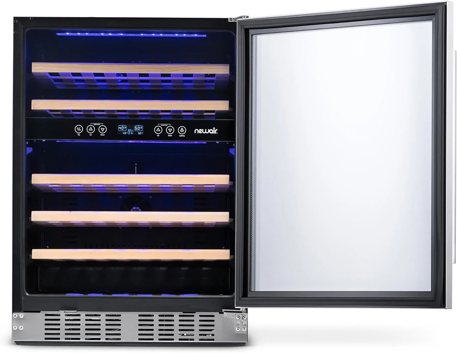 Newair Dual Zone Fridge with Beech Wood Shelves, 46 Bottles, Stainless Steel - Certified Refurbished - Image 12