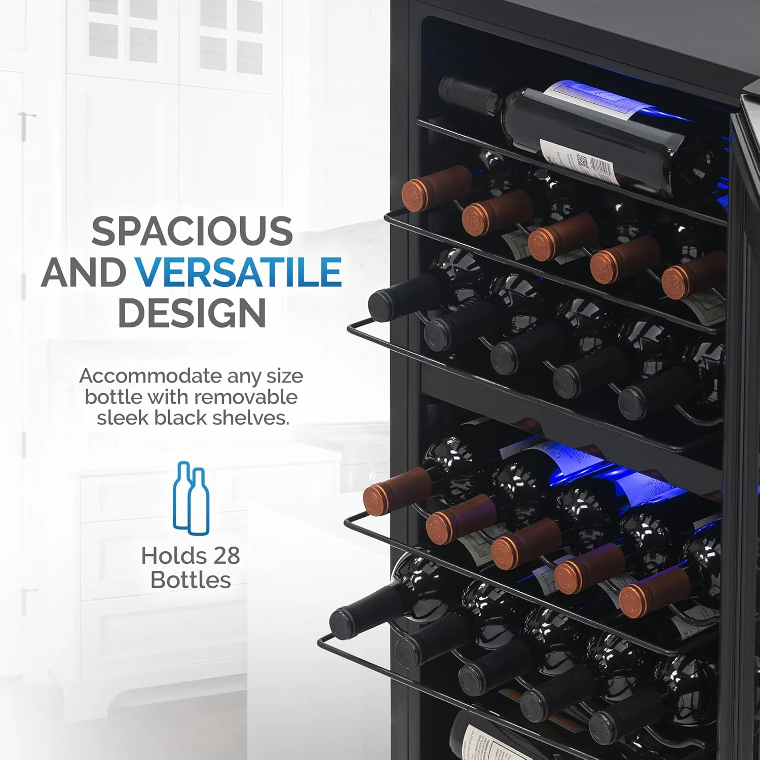 Newair Dual Zone Wine Fridge with Adjustable Racks, 28 Bottles, Stainless Steel - Certified Refurbished - Image 4
